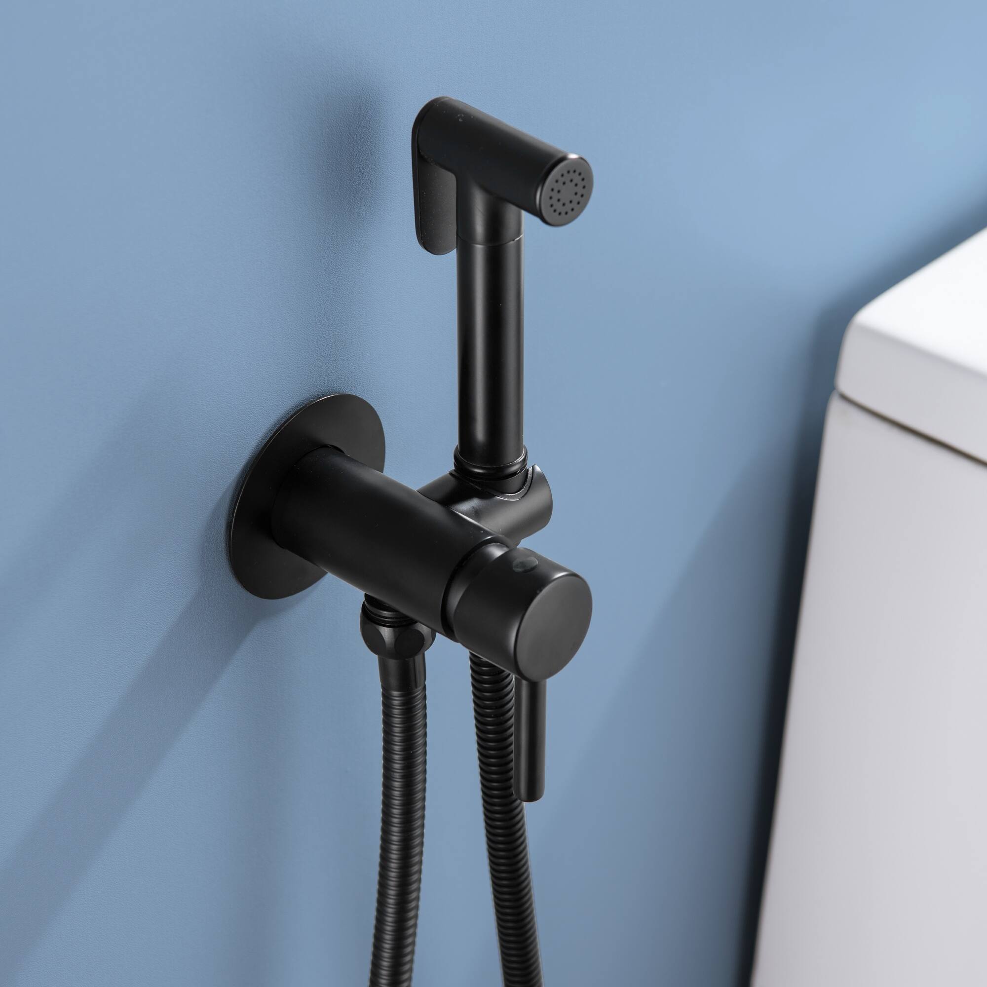 Alt View 2. Boyel Living - Matte Black Solid Brass Bidet Sprayer Hot Cold Water - Matte Black.