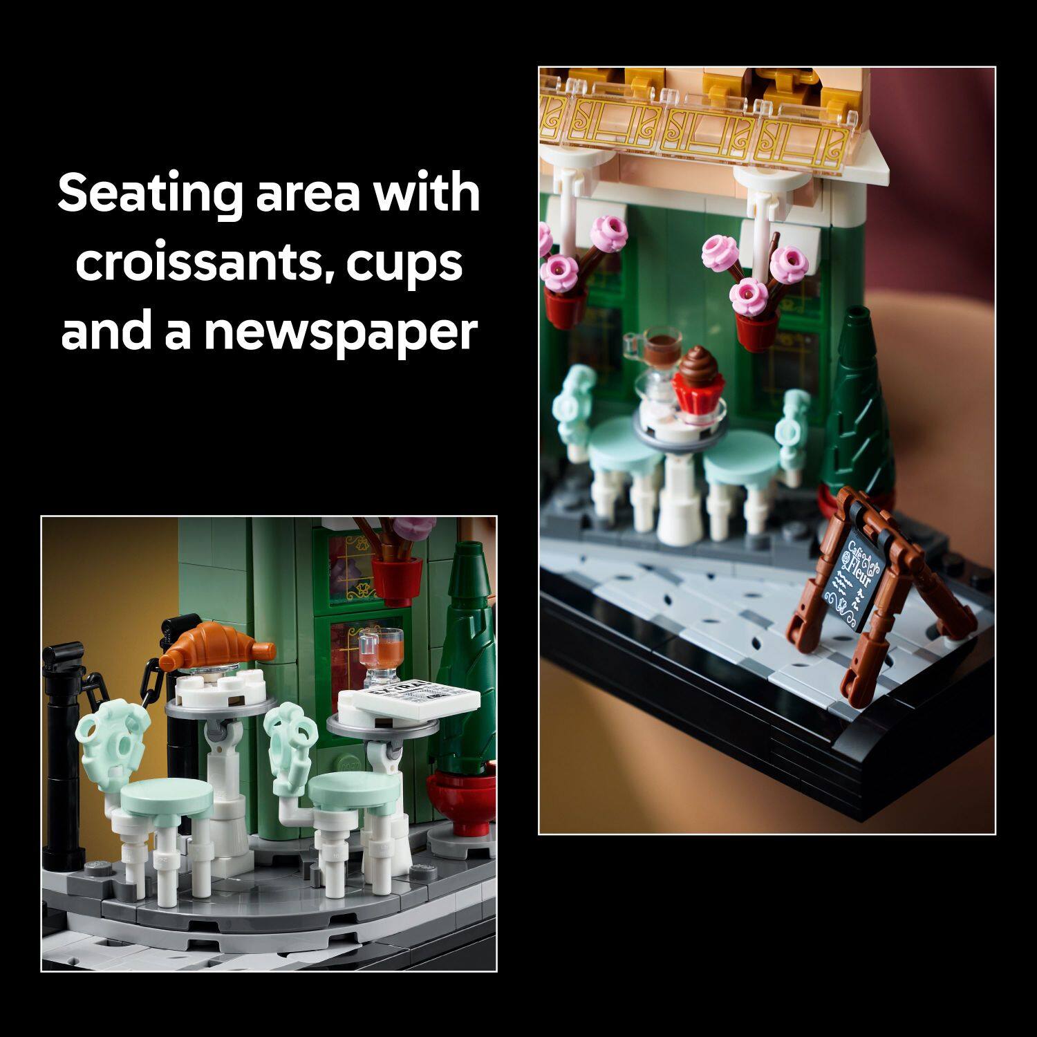 Seating Area with Croissants, Cups and a Newspaper