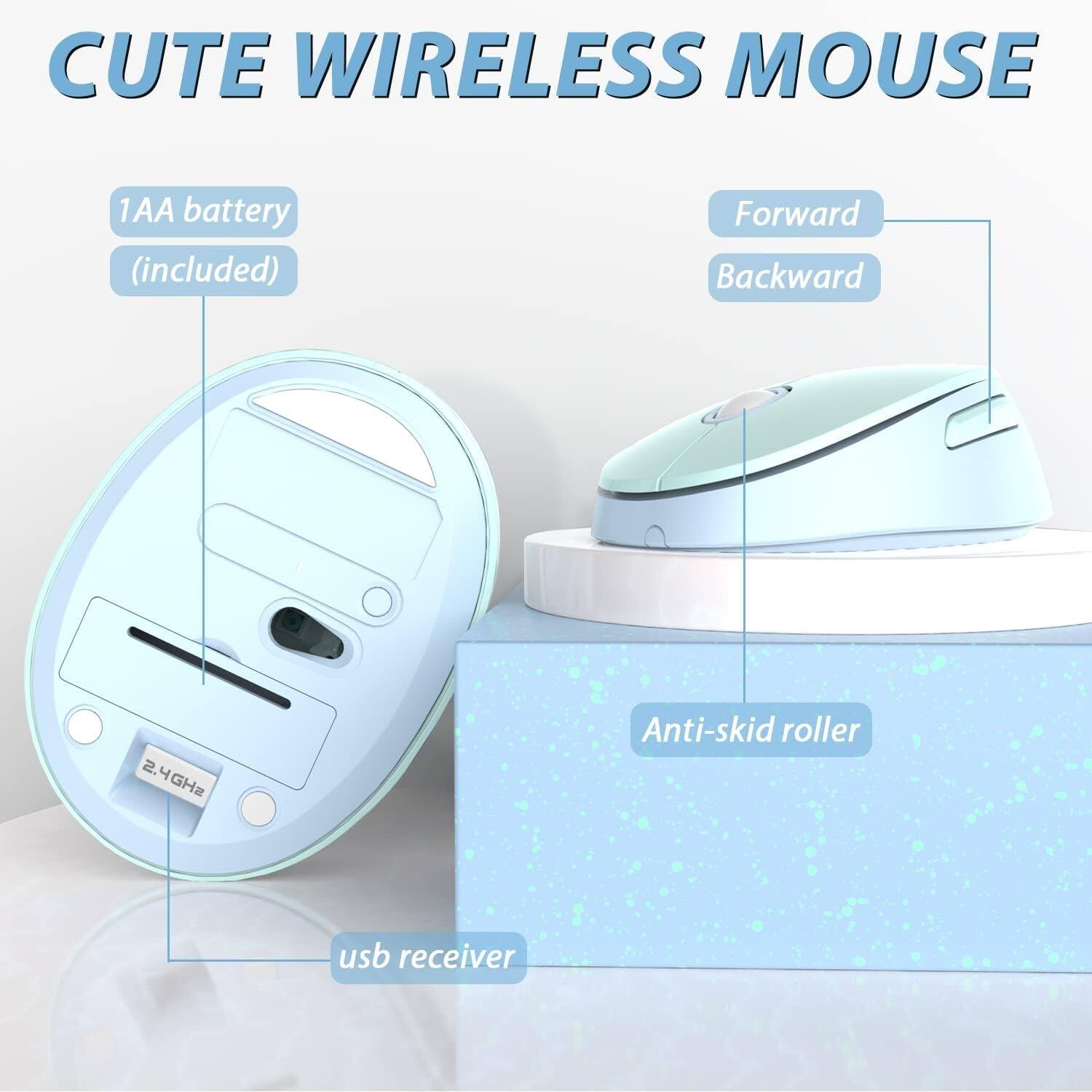 CUTE WIRELESS MOUSE

1AA battery (included)

Forward Backward

Anti-skid roller

usb receiver

2.4GHz