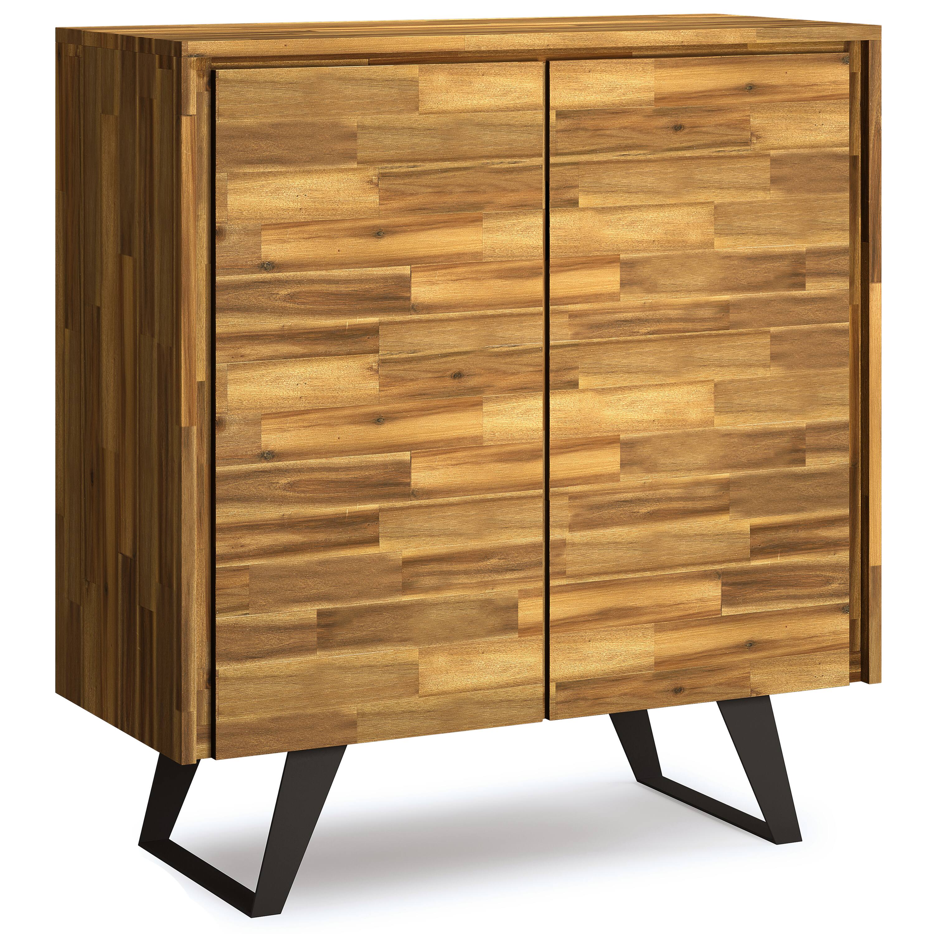 Alt View 2. Simpli Home - Lowry Solid Acacia 39 inch Storage Cabinet in Distressed Golden Wheat (Set of 2) - Distressed Golden Wheat.