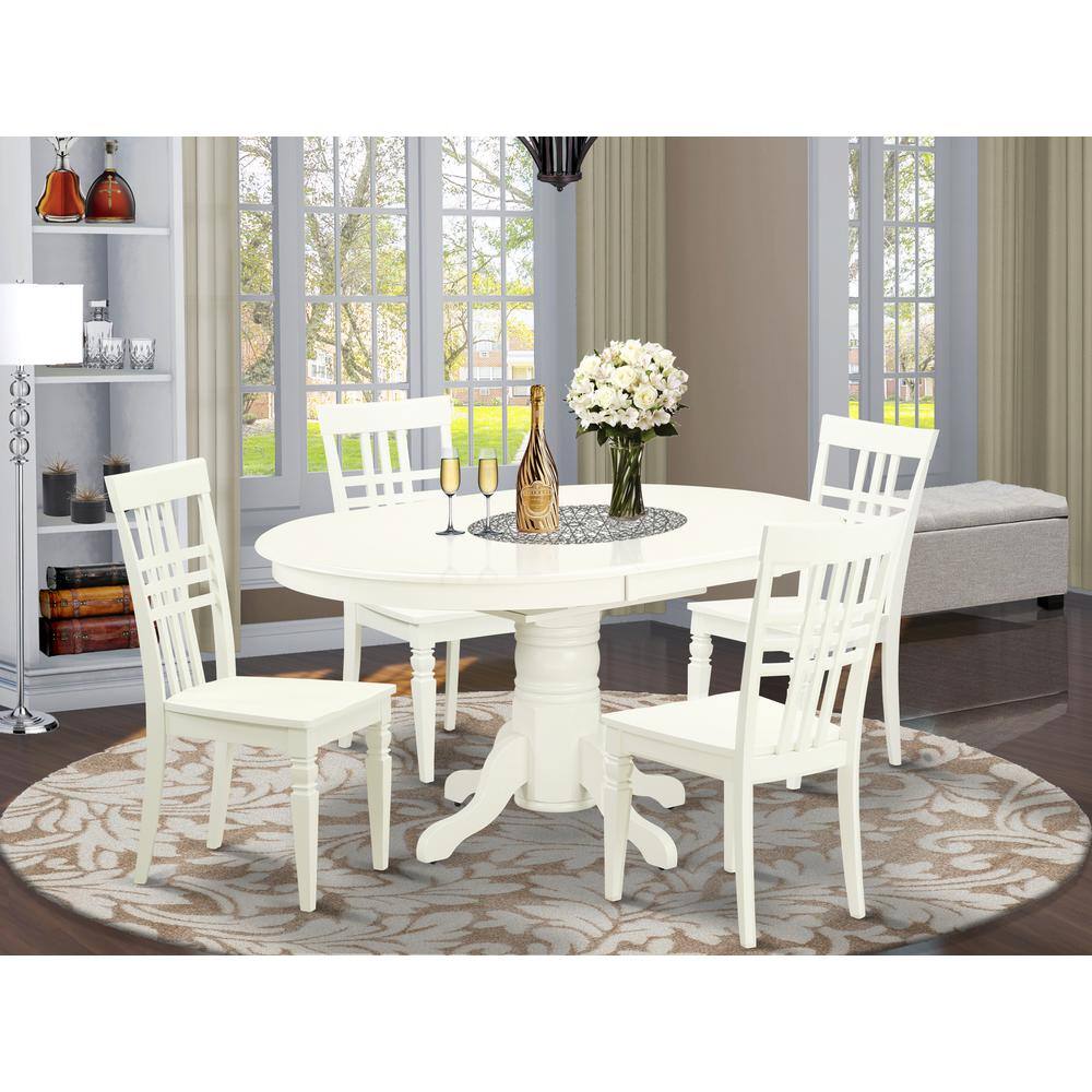 Left. East West Furniture - Dining Room Set Linen White - Brown.
