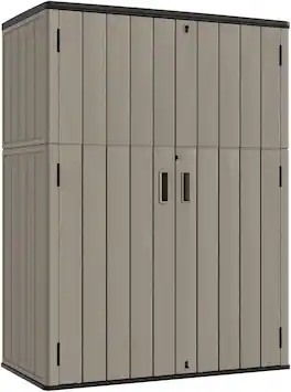 Yardgrace - 57 Cu.ft Outdoor Vertical Storage Shed, Waterproof Resin Cabinet, Lockable for Garden, Patio & Backyard Clearance - Brown