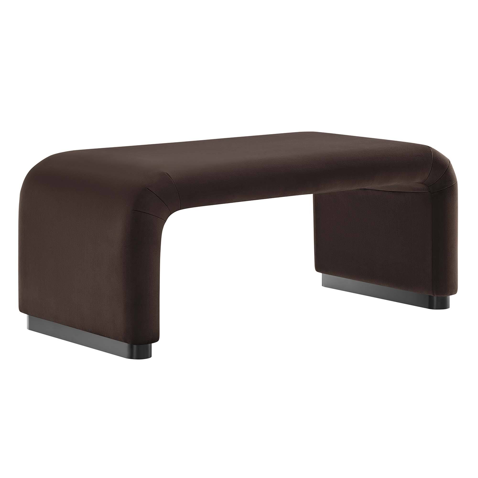 Angle. Modway - Koda Performance Velvet Waterfall Ottoman by Modway - Black Chocolate Brown.