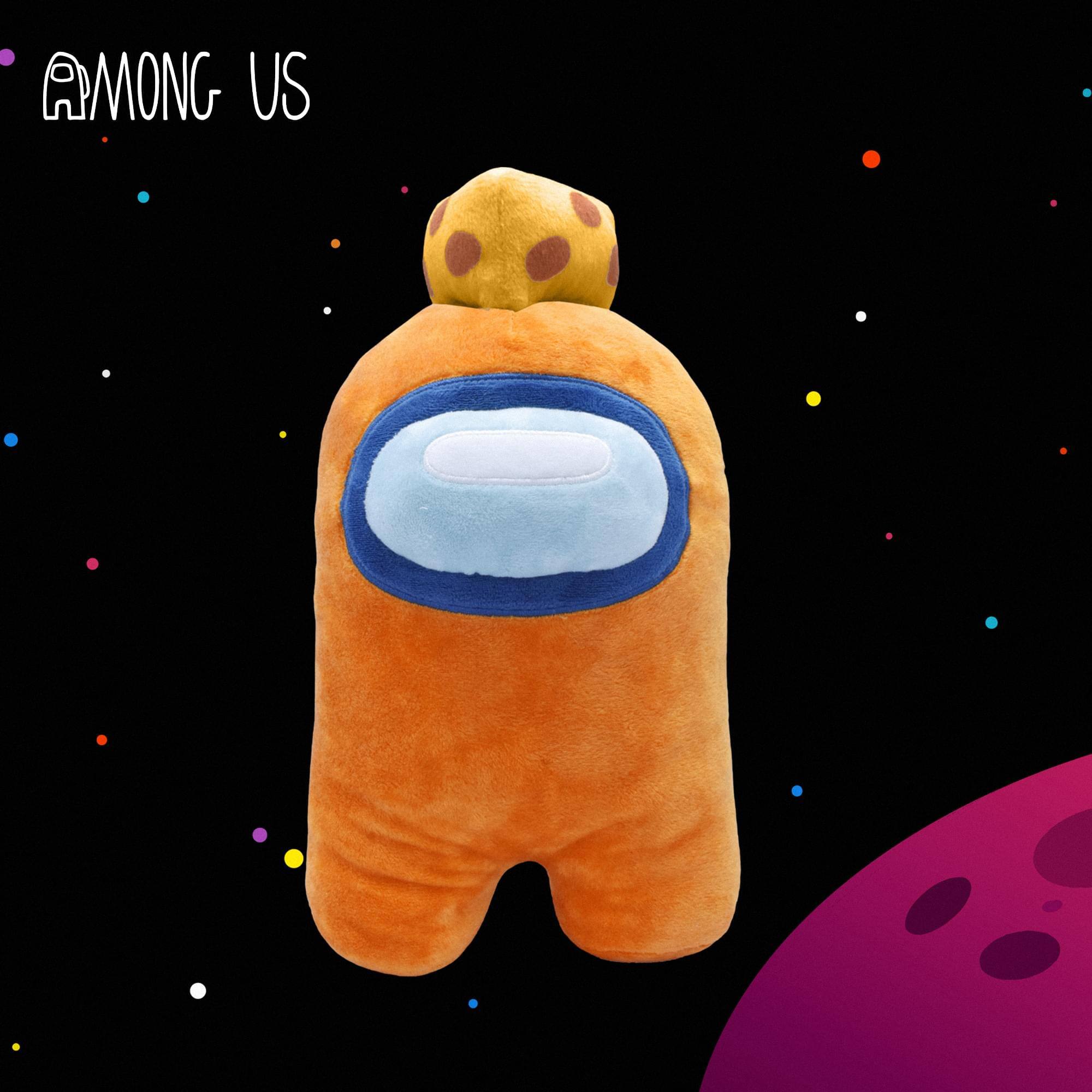 Alt View 2. Just Toys LLC - Among Us 7 Inch Plush | Orange Crewmate w/ Cheese Hat - Orange.