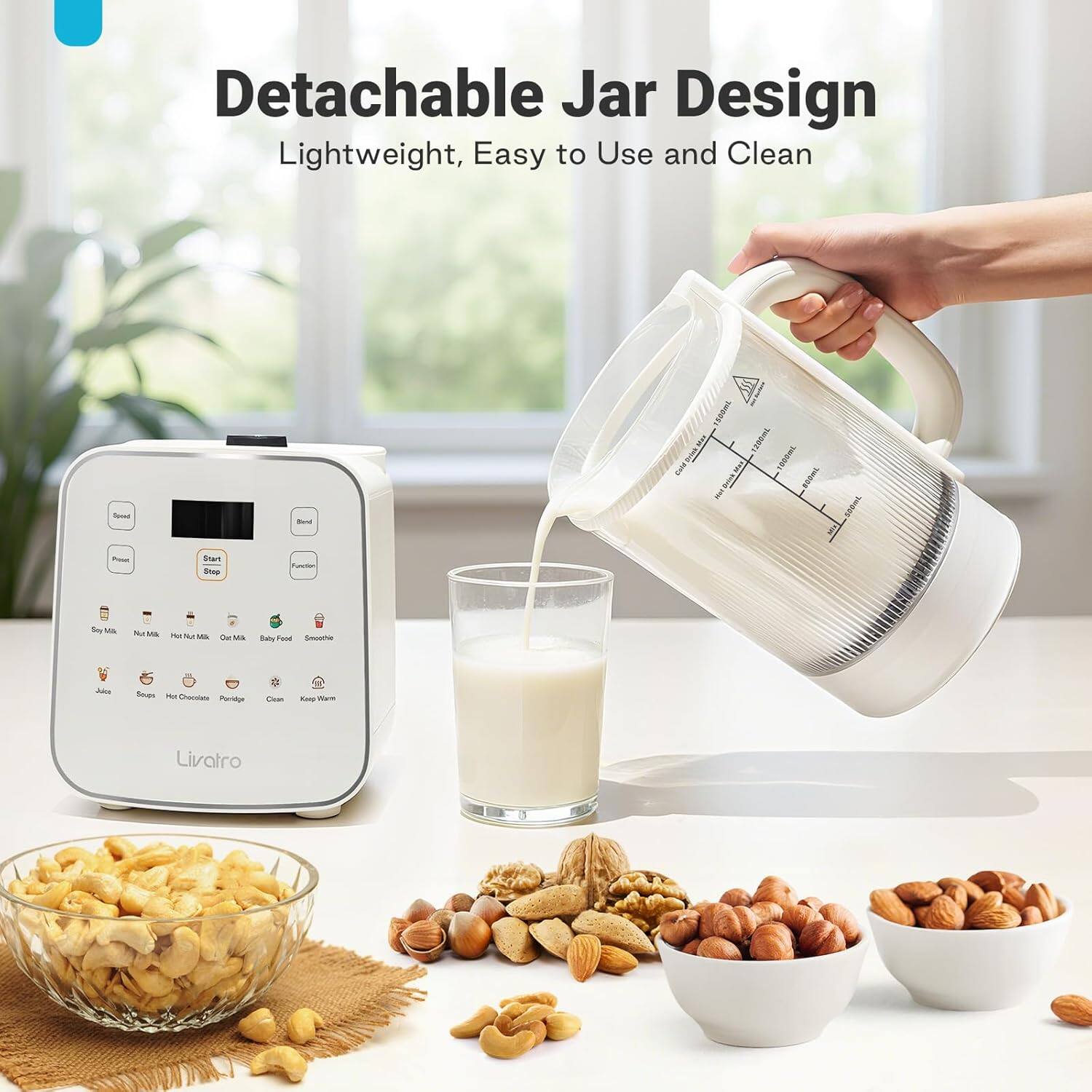 Detachable Jar Design, Lightweight, Easy to Use and Clean. Livatro