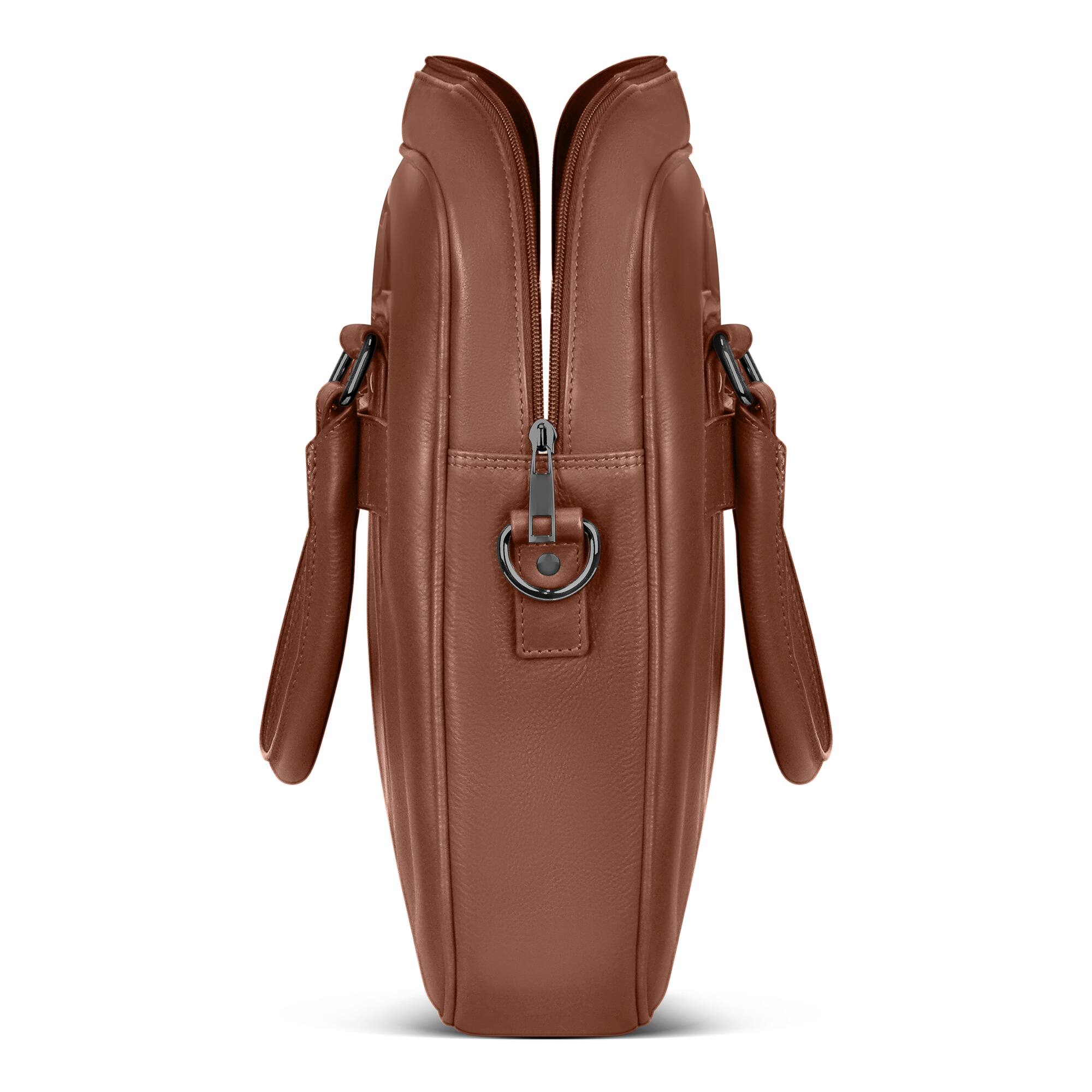 Back. Champs - Onyx Leather Slim Laptop Briefcase - Brown.