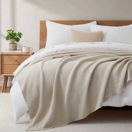 Peace Nest - 100% Egyptian Cotton Waffle Textured Throw Blanket, Full/Queen - Cream