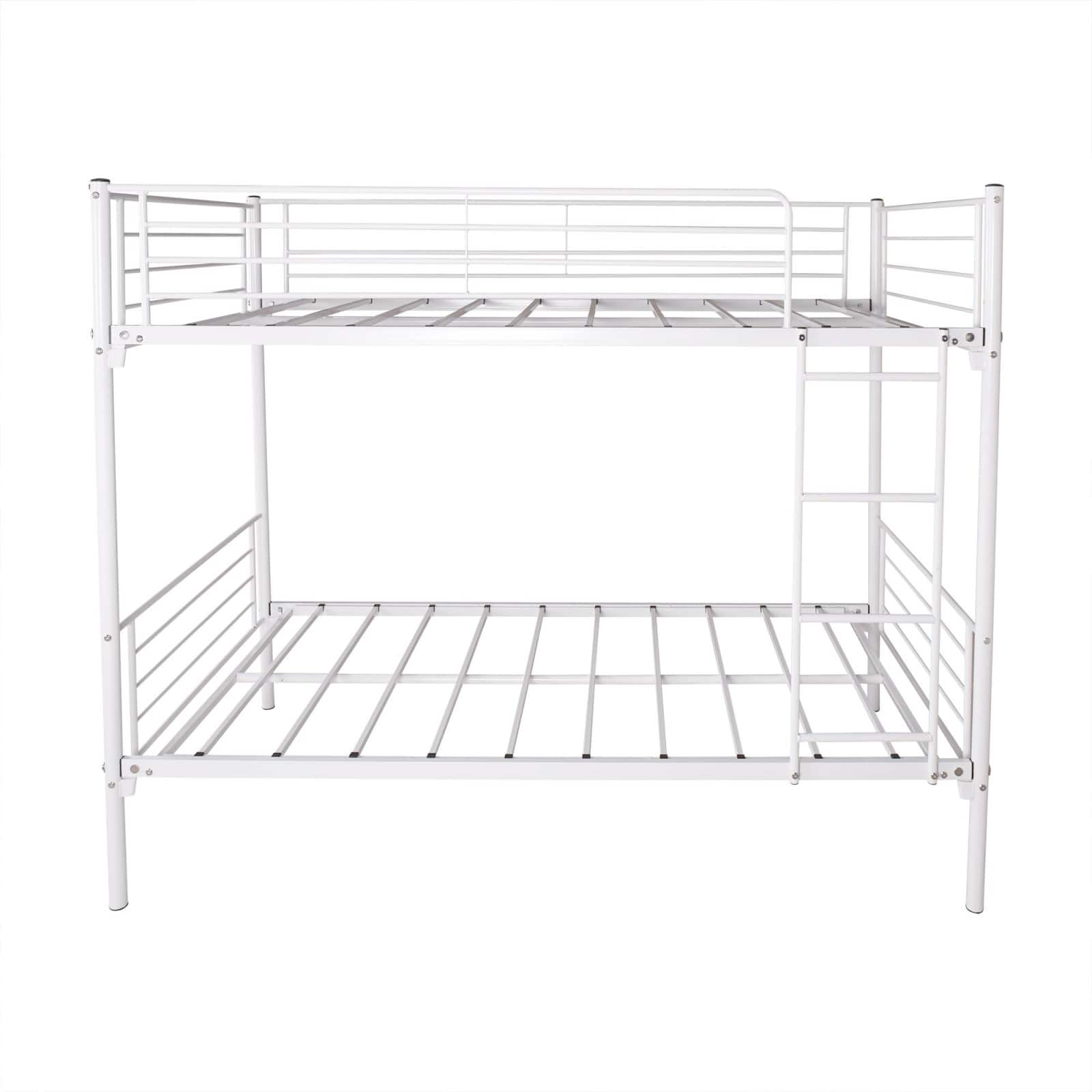 Ecooso - Twin-Over-Twin Bunk Bed with Metal Frame and Ladder, Space-Saving Design - White