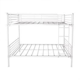 Ecooso - Twin-Over-Twin Bunk Bed with Metal Frame and Ladder, Space-Saving Design - White