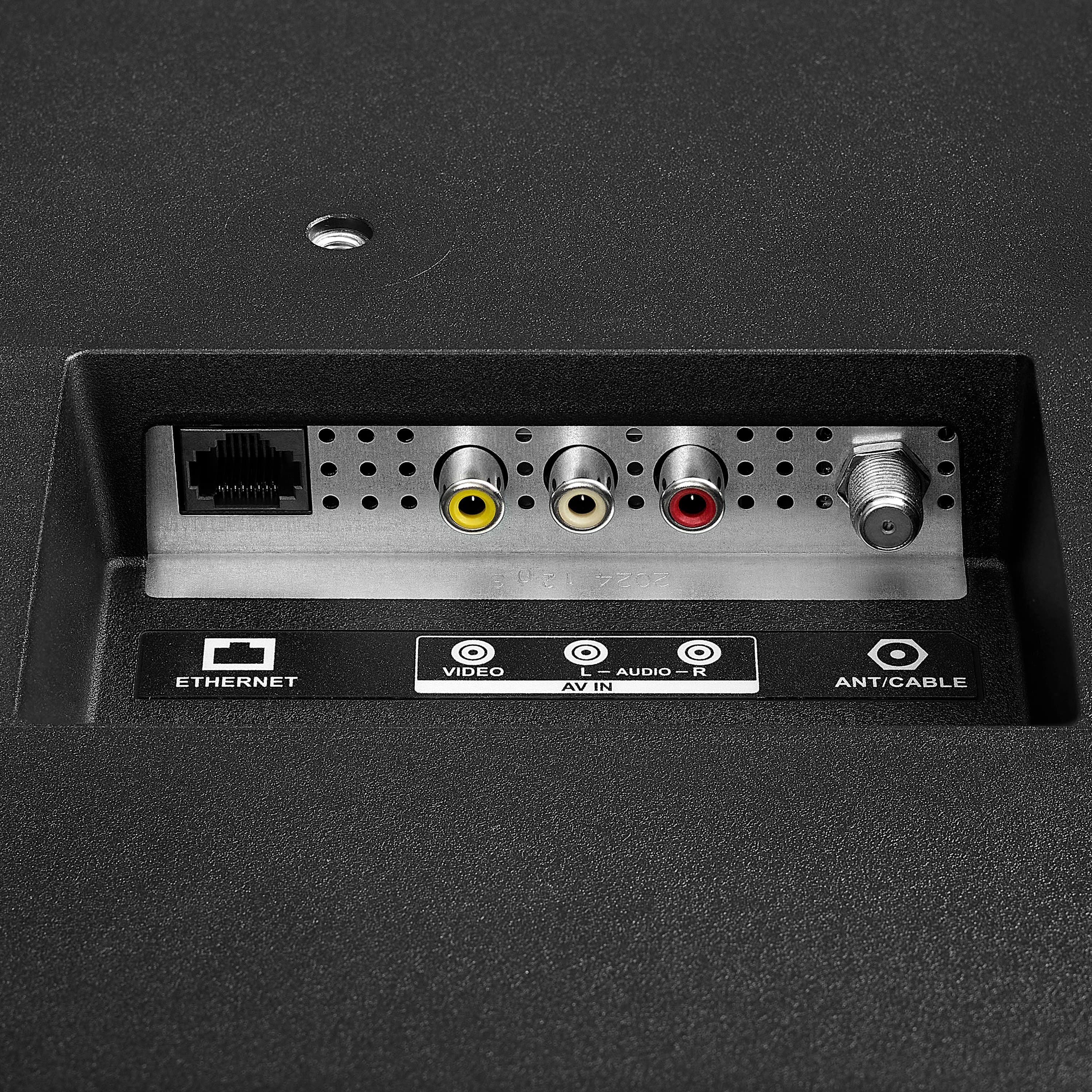 The text on the image reads: "Ethernet, Video, Audio, RAV, In, Ant/Cable."