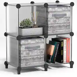 Sorbus - 4 Cube Storage Organizer –Waterproof Cubby Shelf - Closet, Toys, Books, Shoes, Décor –Bedroom, Living Room, Kids - Clear