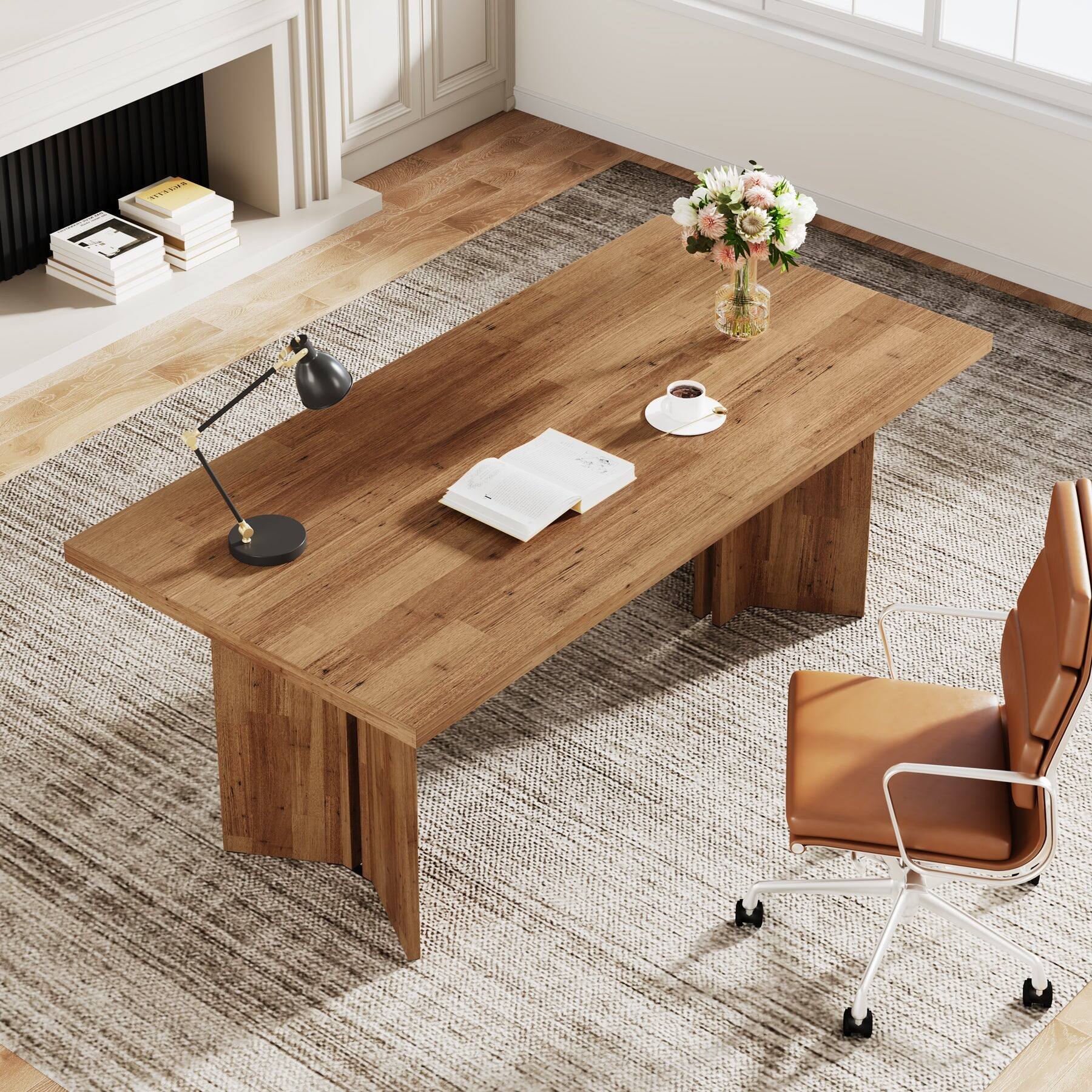 Tribesigns Farmhouse Work Table with Engineered Wood Construction and ...
