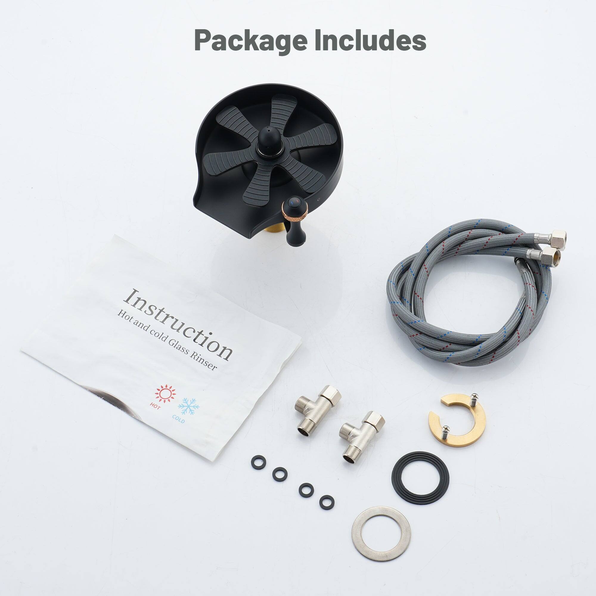 Package Includes Instruction and Hot and Cold Glass Rinser HOT COLD