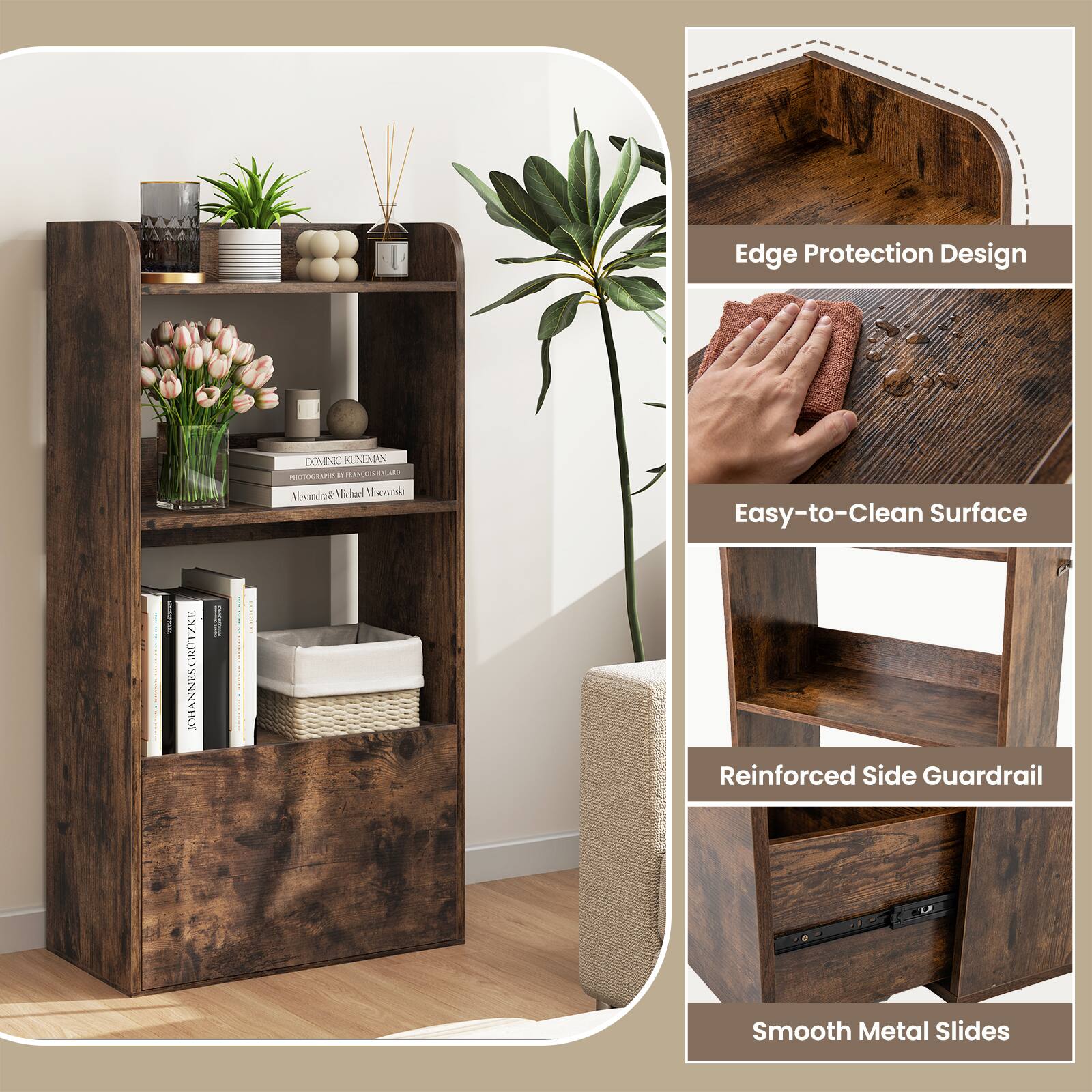 Edge Protection Design, Easy-to-Clean Surface, Reinforced Side Guardrail, Smooth Metal Slides