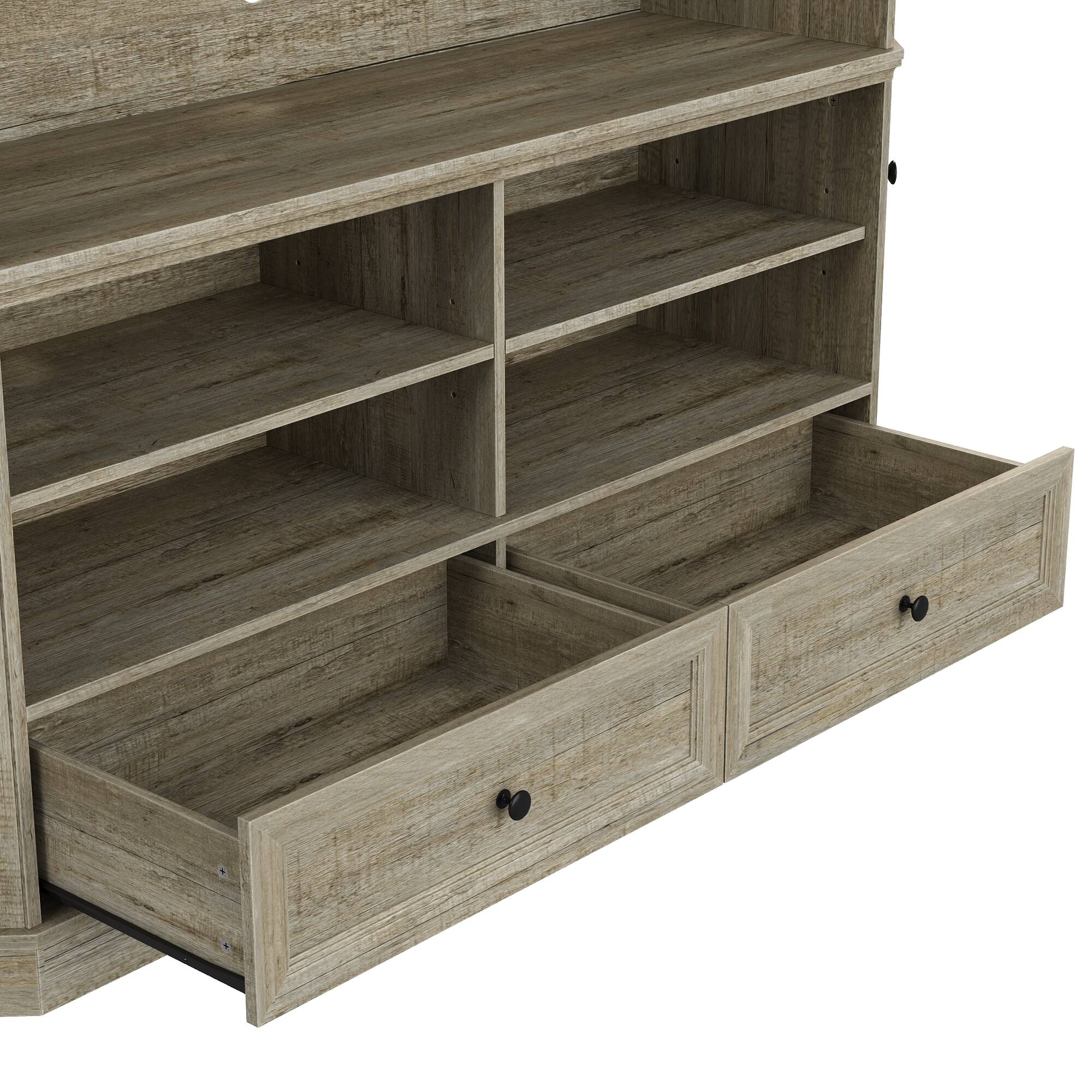 Alt View 2. Famapy - Space-Saving Hexagonal TV Stand for TVs Up to 55-In., with Drawer, Cabinets and Adjustable Shelves - Gray.