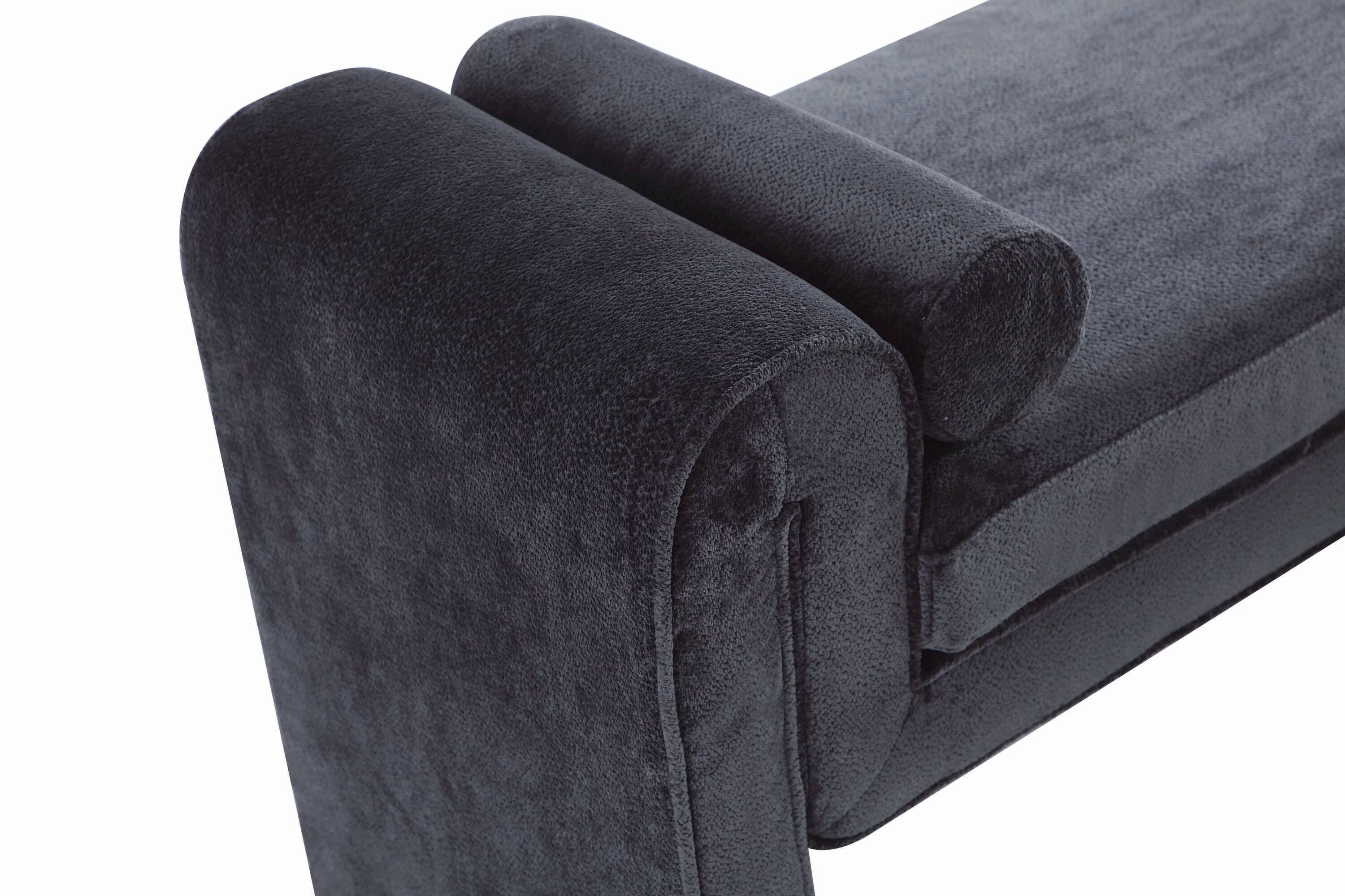 Alt View 1. Manhattan Comfort - Concord Modern Glam Chenille Accent Bench - Black.
