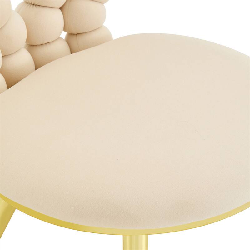 Alt View 6. HTUTWOO - Set of 2 Unique Heart Bubble Tufted Accent Chair - Plush Velvet Chair, Shiny Gold Metal Frame, Cute and Modern Seating - Beige.