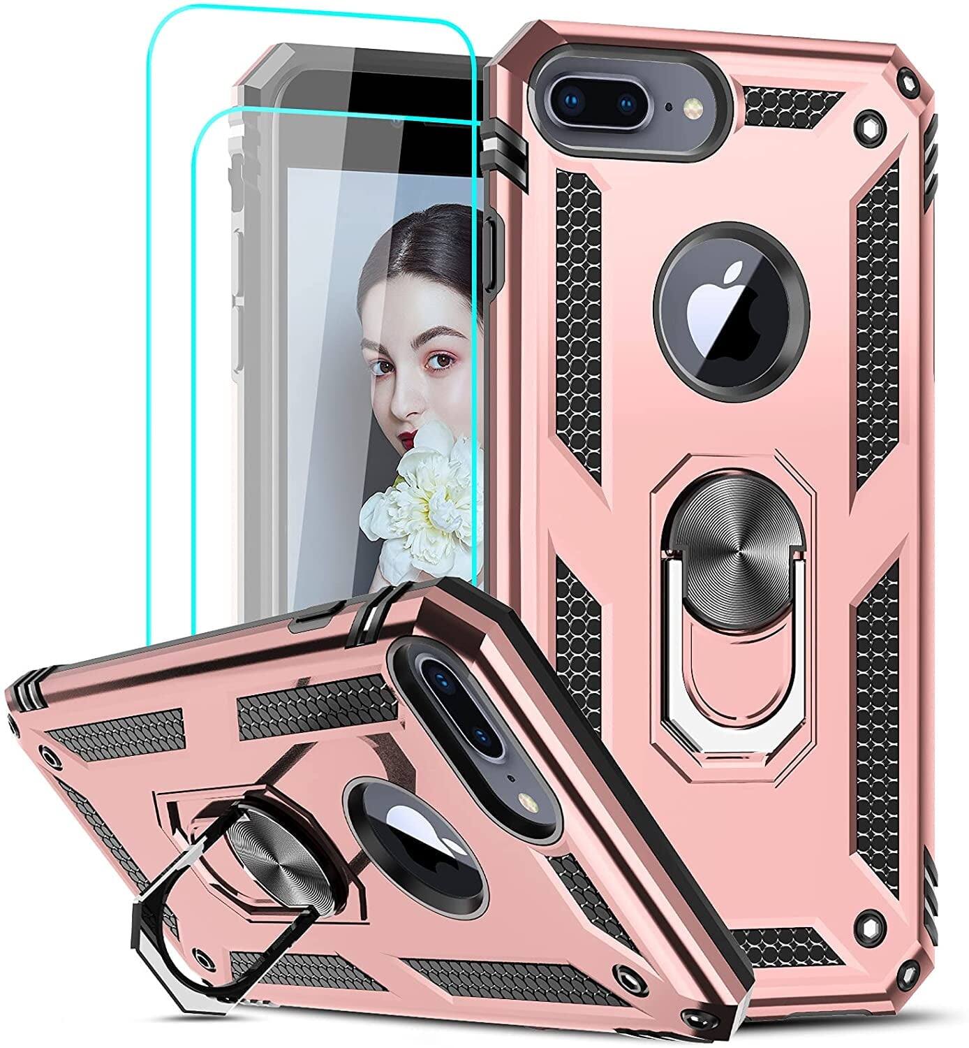Front. Entronix - Entronix Protective Bundle for iPhone 8 Plus and 7 Plus - Gripstand Case with 2 Clear Screen Protectors - Pink.