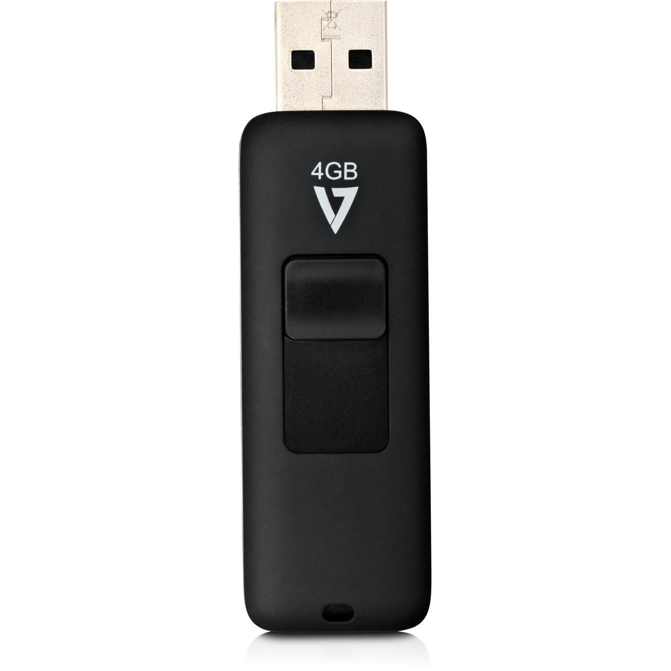 Alt View 1. V7 - V7 4GB USB 2.0 Flash Drive - 4 GB - USB 2.0 - Black - Black.
