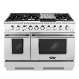 COSMO - COS-DFRP488K 48 in. Lumin Collection 5.5 cu. ft. Double Oven Dual Fuel Range with 8 Burners, Convection Oven - Stainless Steel