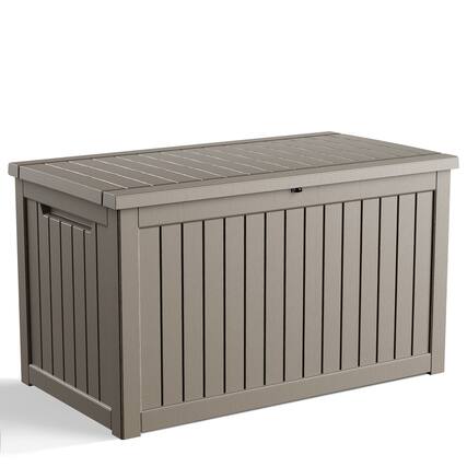 Front. Chery Life - 280 Gallon Outdoor Storage Lockable Deck Box for Patio Cushion, Garden Tools - Gray.