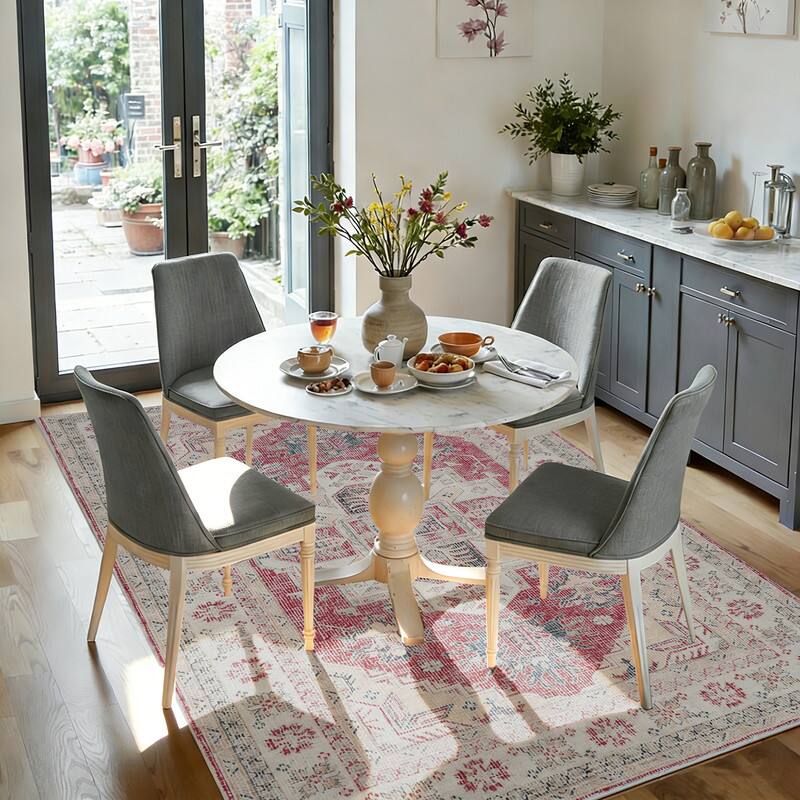 Back. RYHNUYNE - 5x7 Area Rugs Living Room Rug Washable Vintage Boho Rug No Slip Stain Resistant Soft Carpet Indoor Floor Floral Carpets - Painting.