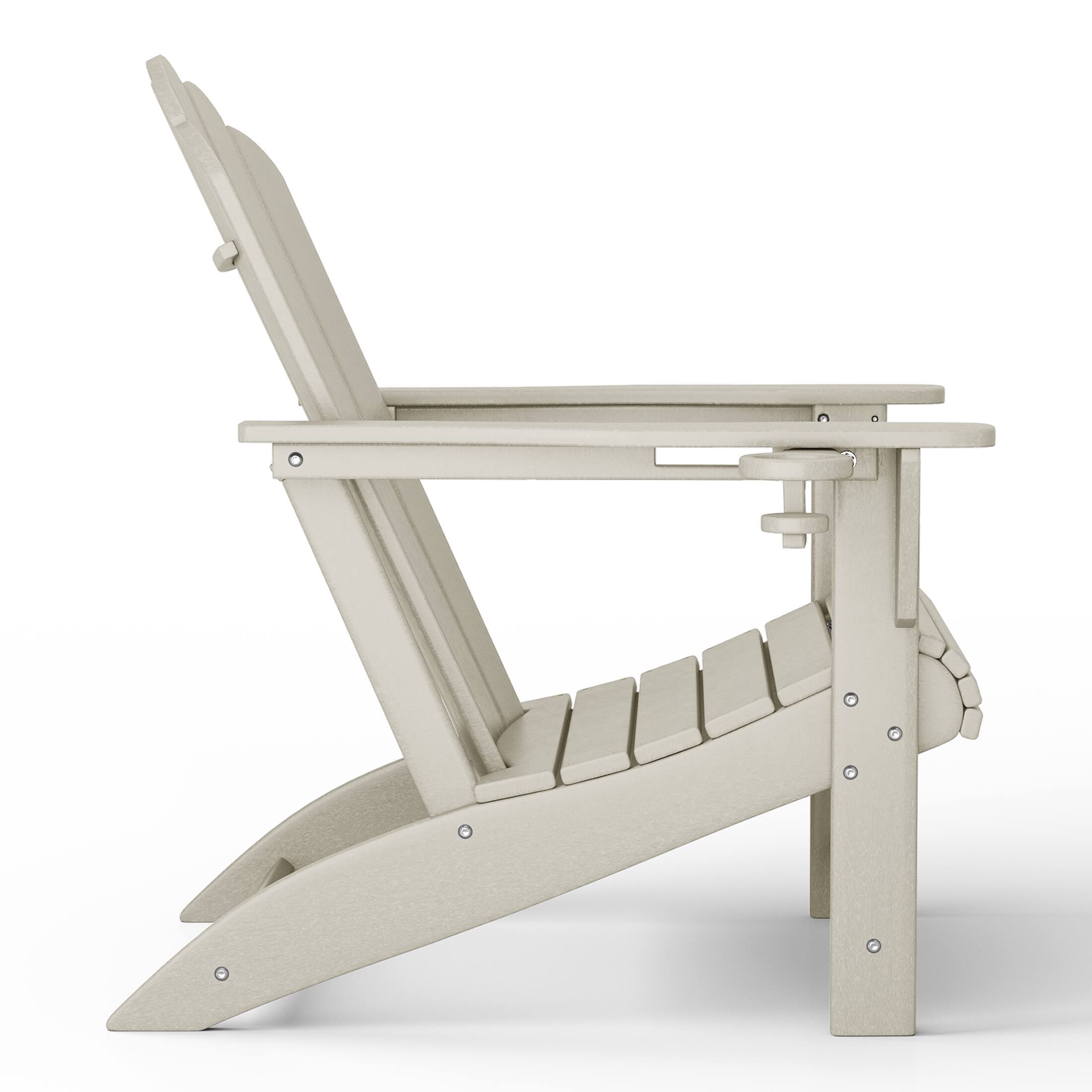 Back. WestinTrends - WestinTrends Highland 2-Piece Outdoor Patio HDPE Adirondack Chair With Ottoman and Cup Holder Set - Sand.