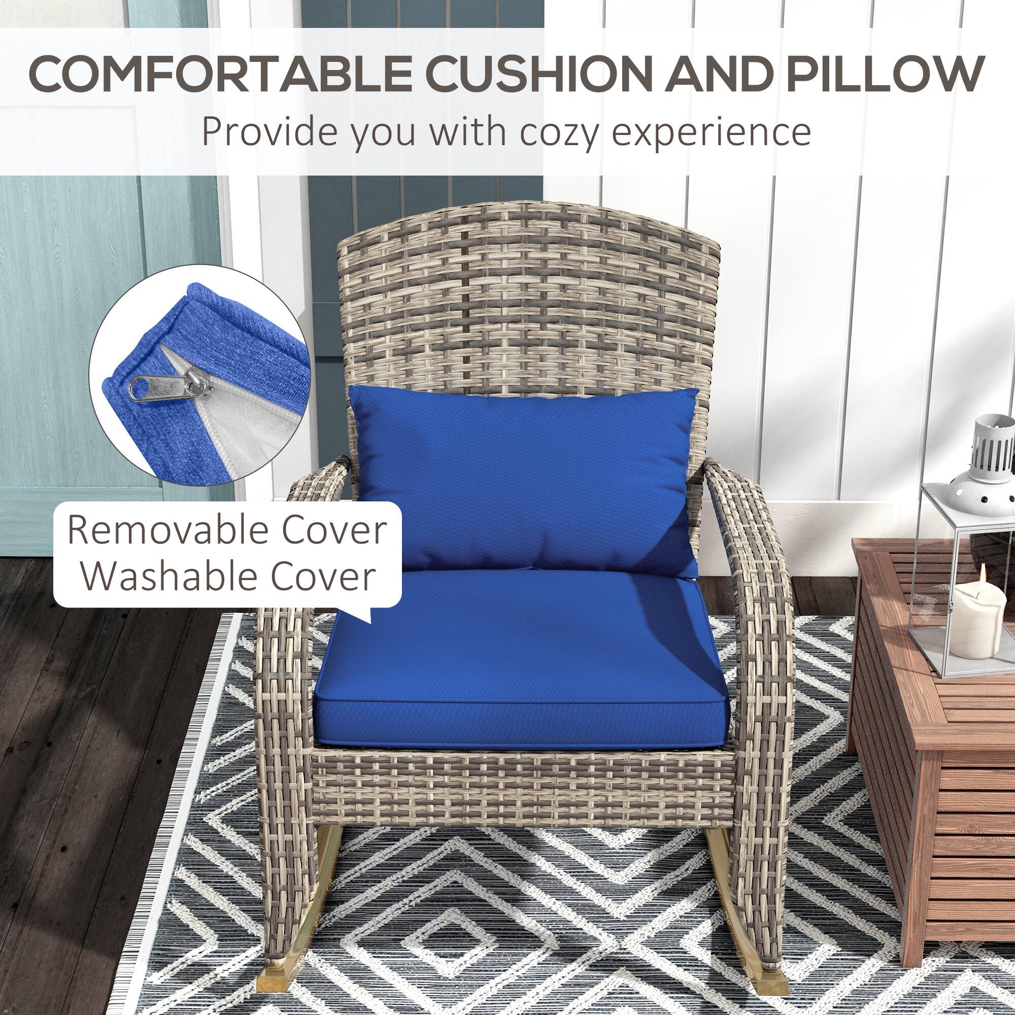 COMFORTABLE CUSHION AND PILLOW  
Provide you with cozy experience  

Removable Cover  
Washable Cover