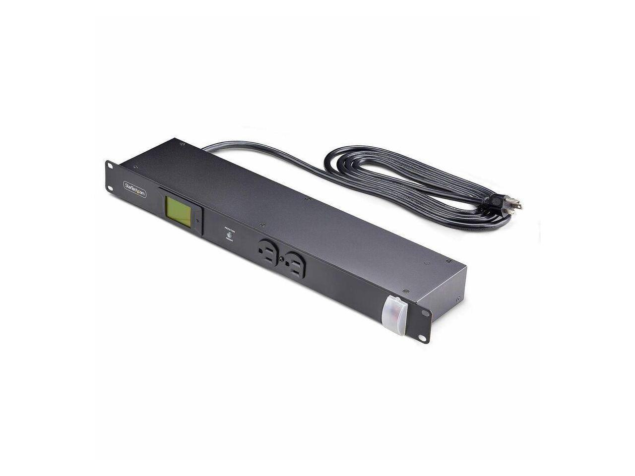 Front. Startech - StarTech 8-Outlet 1U Rack Mount PDU w/Surge Protector, 125V/15A, 8ft Cord, TAA - 8NM8-RACK-MOUNT-PDU - Black.