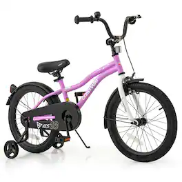 Costway - 18" Kids Bike for 4-8 Years Old Boys & Girls with Adjustable Seat Handbrake Reflectors - Purple