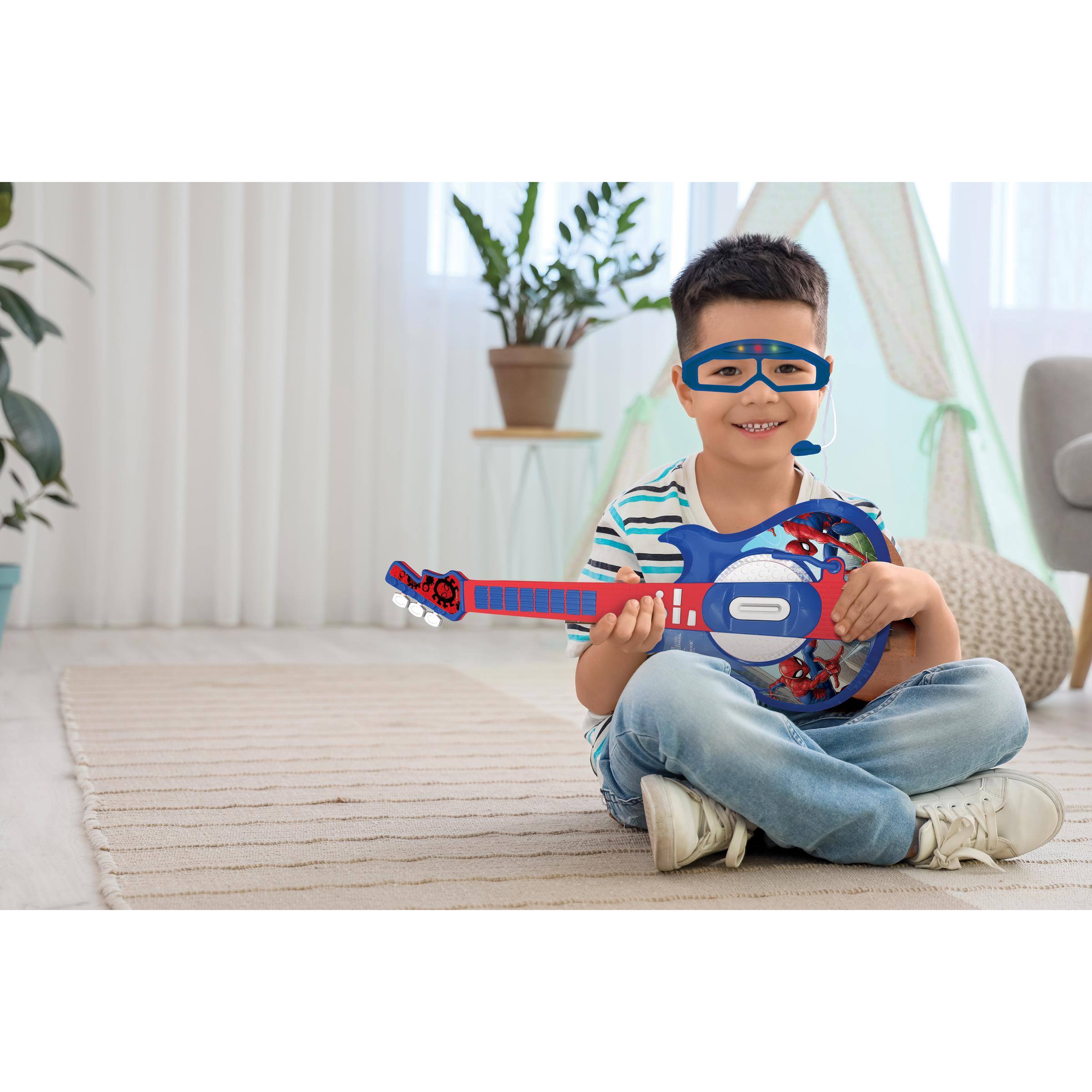Alt View 4. Lexibook - Spider-Man Electronic Lighting Guitar with Mic in Glasses Shape.
