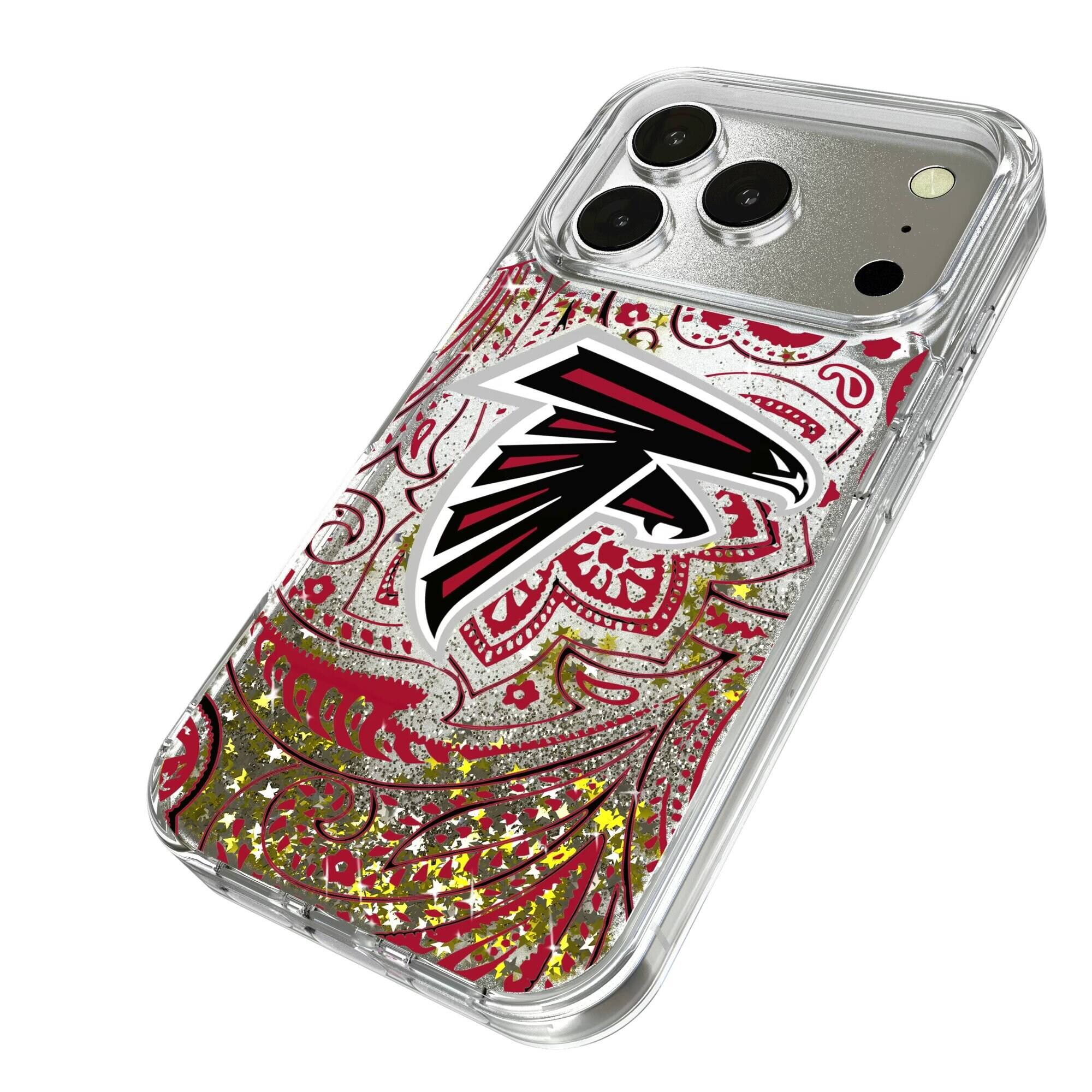 Alt View 1. Keyscaper - Atlanta Falcons iPhone Paisley Design Glitter Case - 16 Pro - Multicolor.