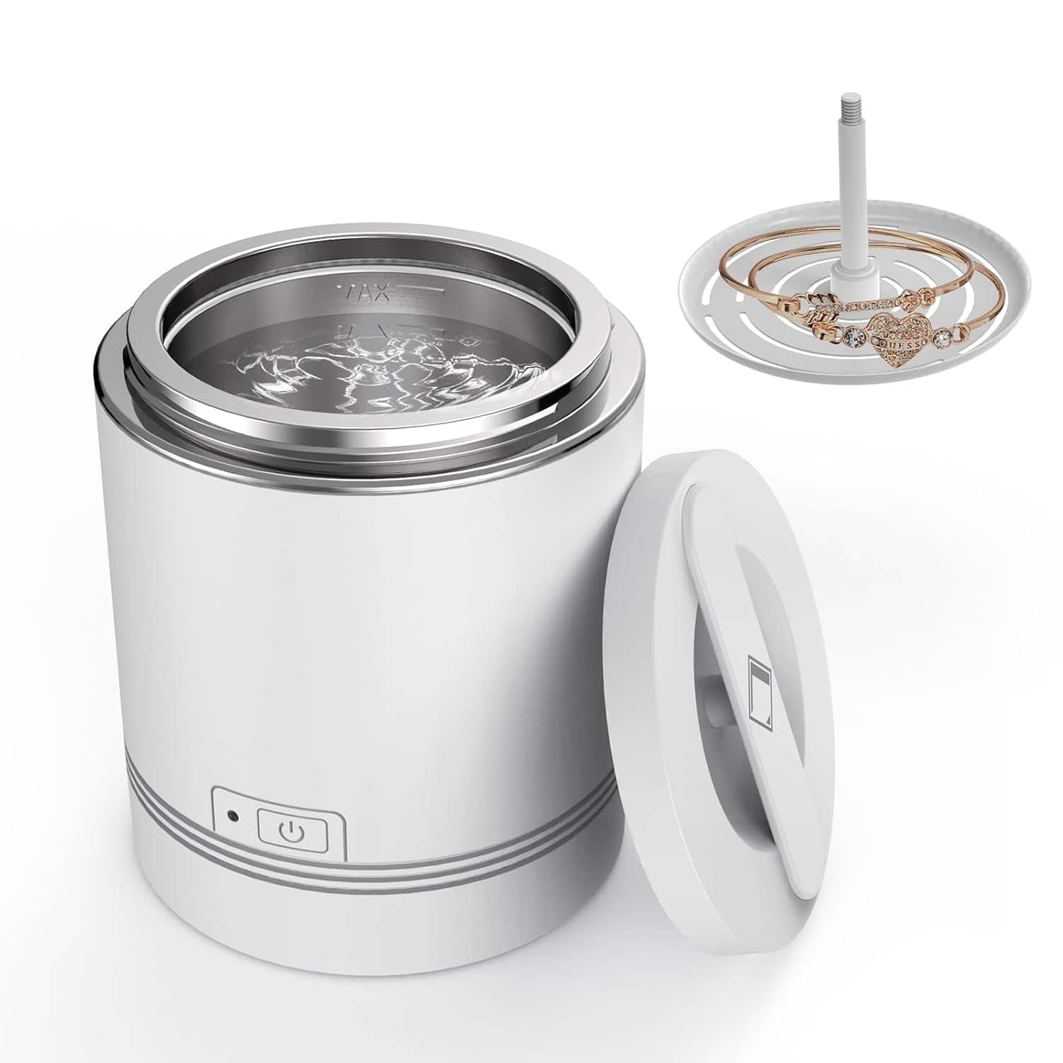 PRIMEPLUS - Portable Ultrasonic Jewelry Retainer Cleaner, 42kHz 30W Sonic Cleaning Machine with SUS304 Stainless Steel Tank, 7.4OZ - White price history on PriceWatchPro