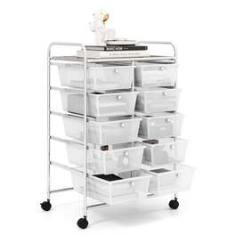 Pefilos - 10-Drawer Rolling Storage Cart-Transparent, Craft Organizers and Storage, Multipurpose Organizer Cart for Home, Office - Clear