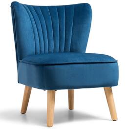 Kadyn - Armless Accent Chair, Wingback Sofa Chair,Reading Chair,Modern Armless Velvet Accent Chair with Wood Legs - Blue