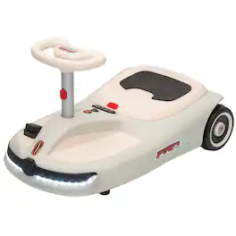 Qaba - Electric Wiggle Car with Convertible Steering Wheel Pull Handle, 2 Speed, Music - White