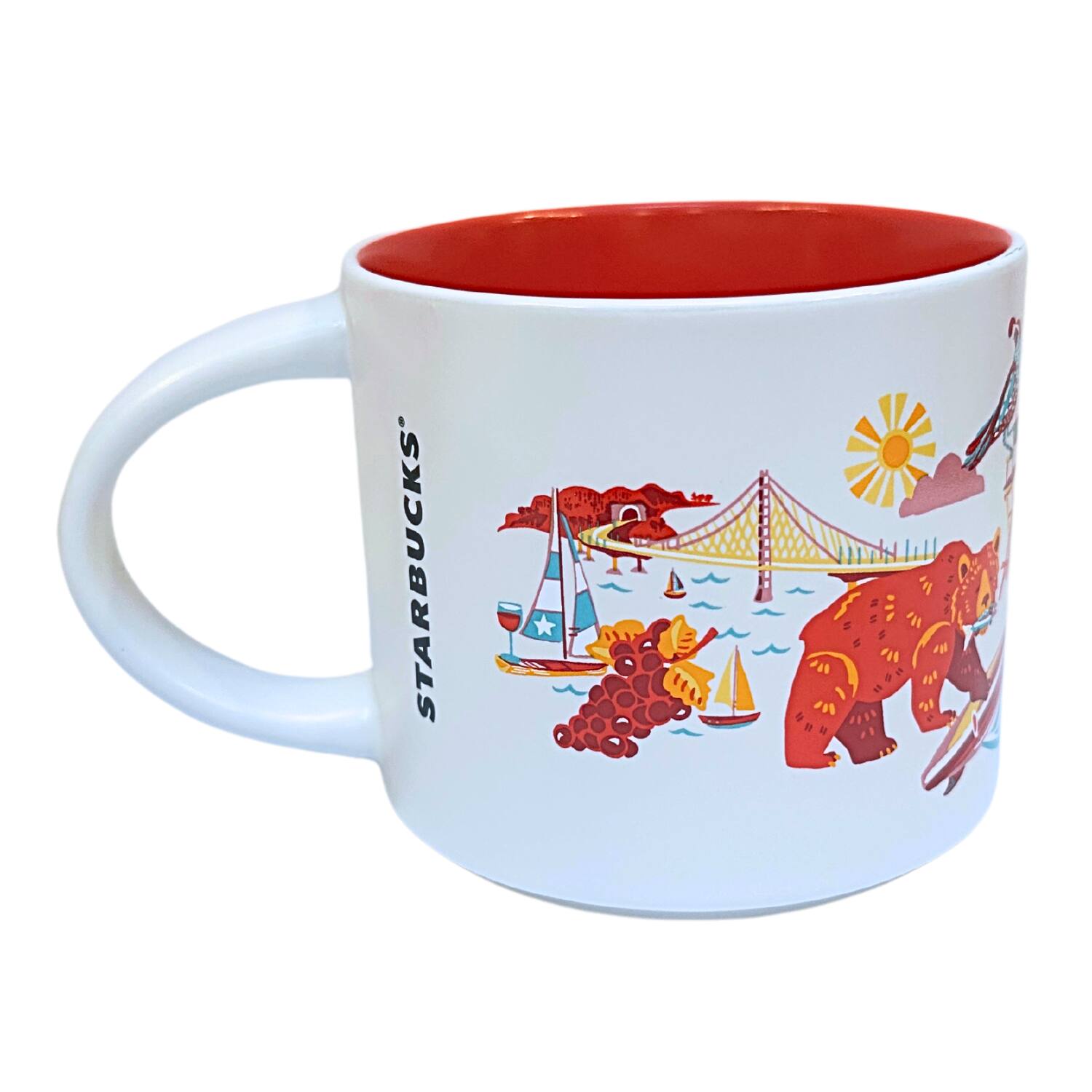 Angle. Starbucks - Starbucks Discovery Series California Ceramic Mug, 14 Oz - Red.