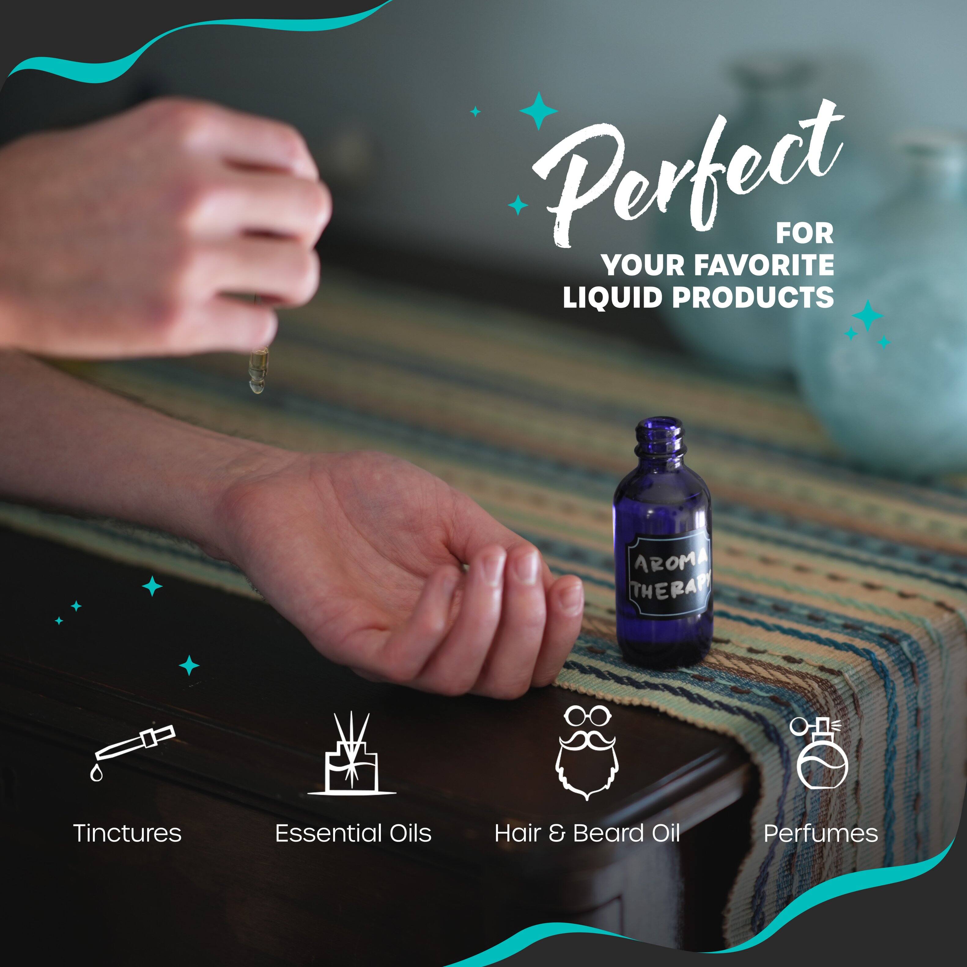 Perfect for your favorite liquid products: Tinctures, Essential Oils, Hair & Beard Oil, Perfumes