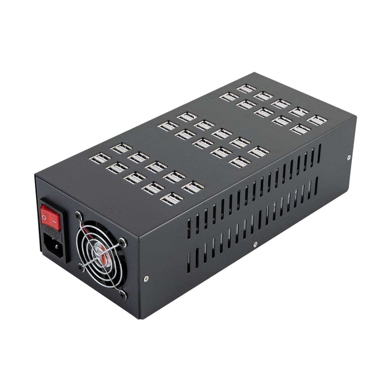 Front. Stock Preferred - Multi 60-Port USB Charging Station Hub - Black.