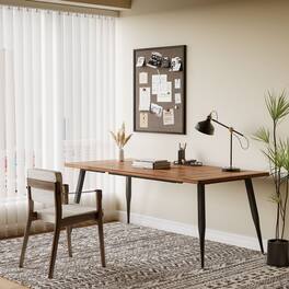 Tribesigns - Conference Table with Engineered Wood Construction, Adjustable Feet and Rectangular Top for Office - Brown