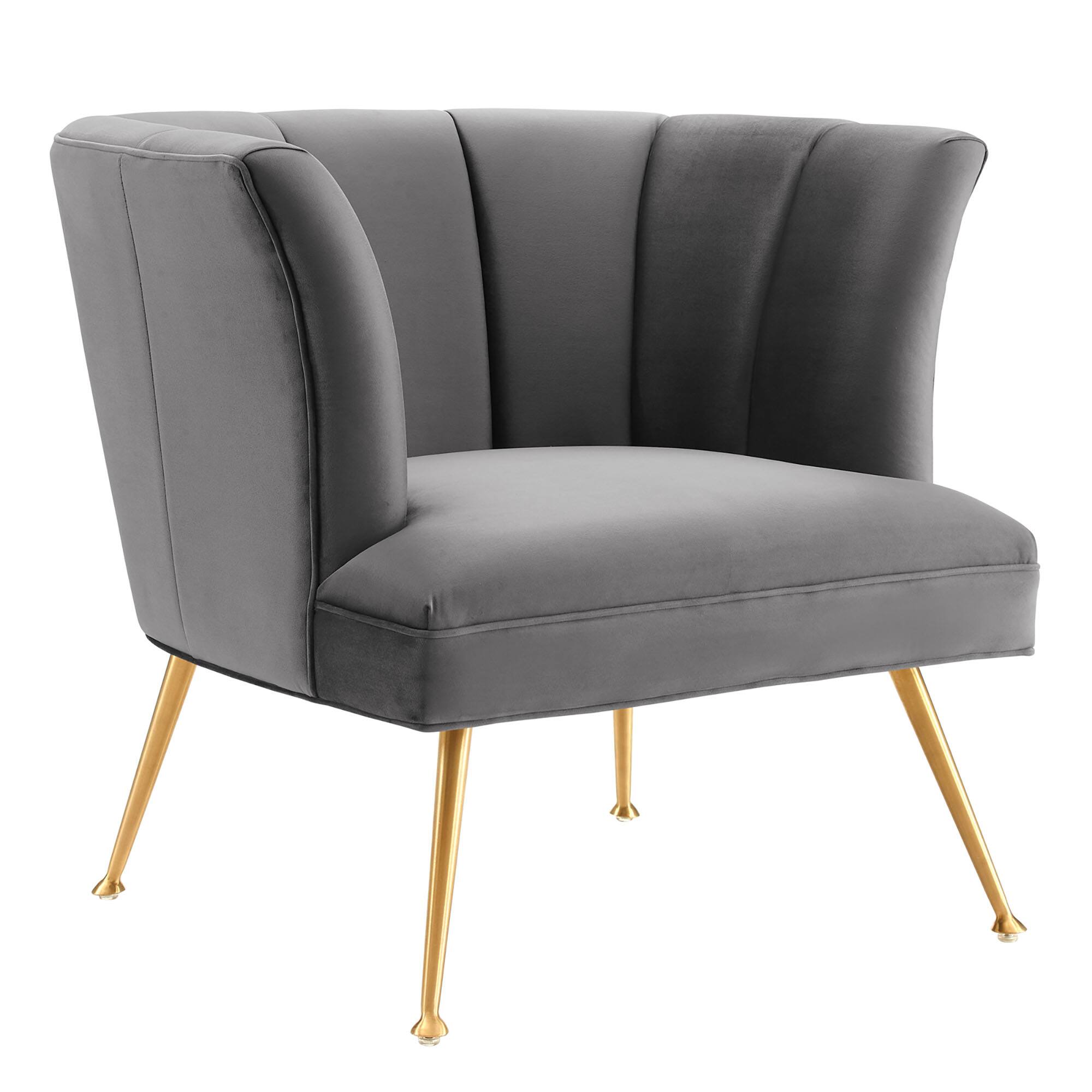 Angle. Modway - Veronica Channel Tufted Performance Velvet Armchair by Modway - Gray.