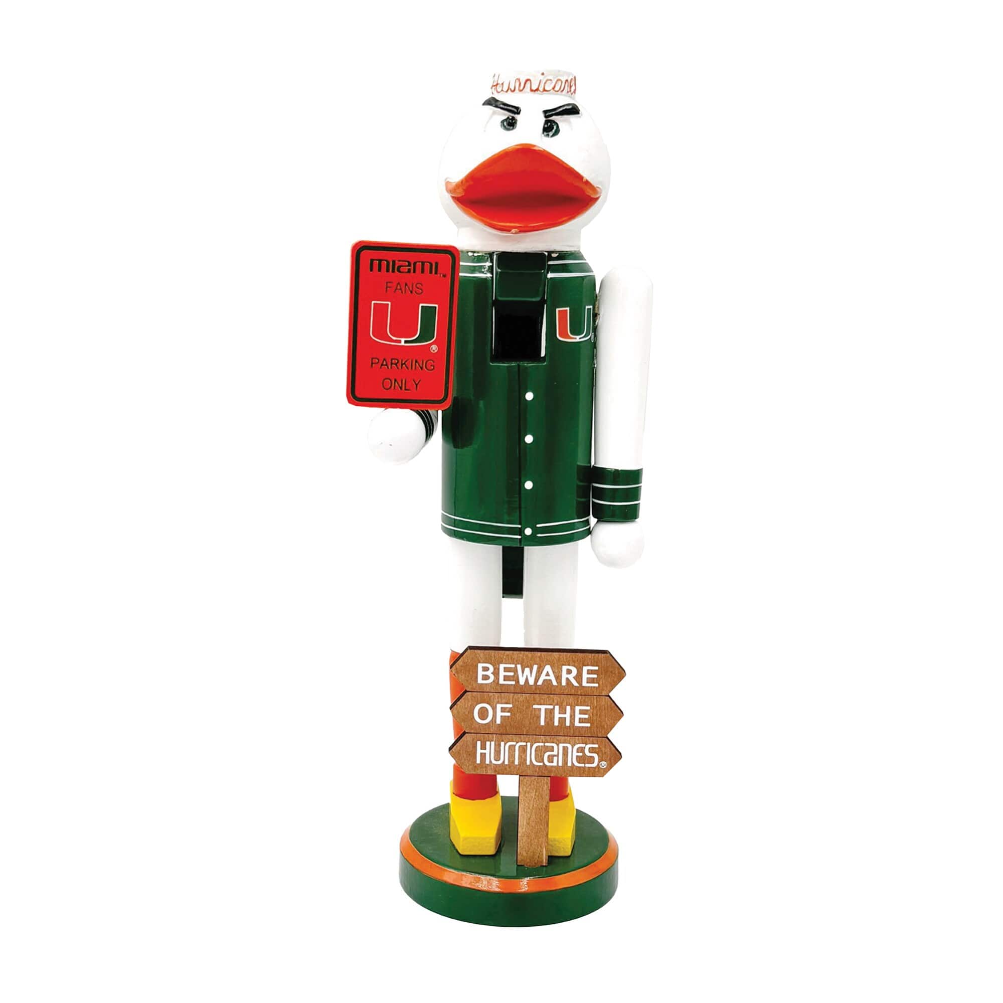 Santa's Workshop - Miami Hurricanes 12" Beware Nutcracker - Green