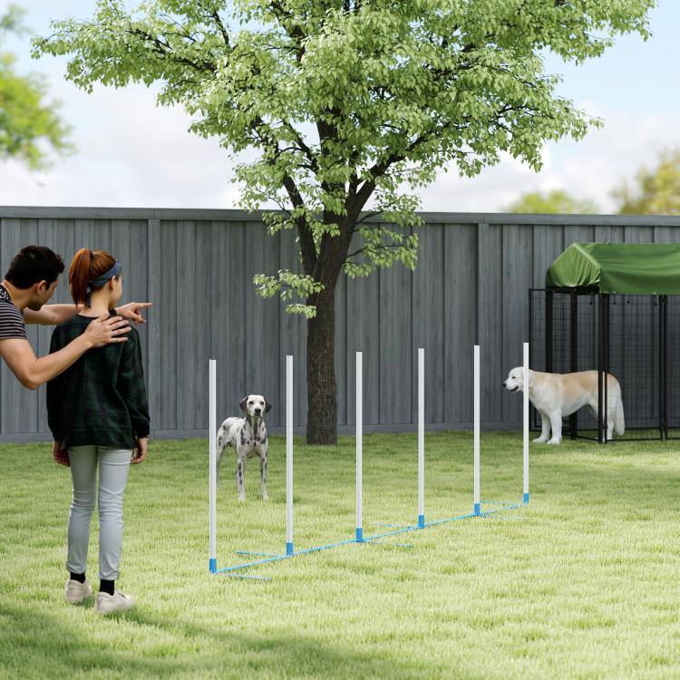 Alt View 7. PULUZ - Dog Agility Equipment Dog Weave Pole Set Agility Starter Kit Pet Outdoor Exercise Training Set - White.
