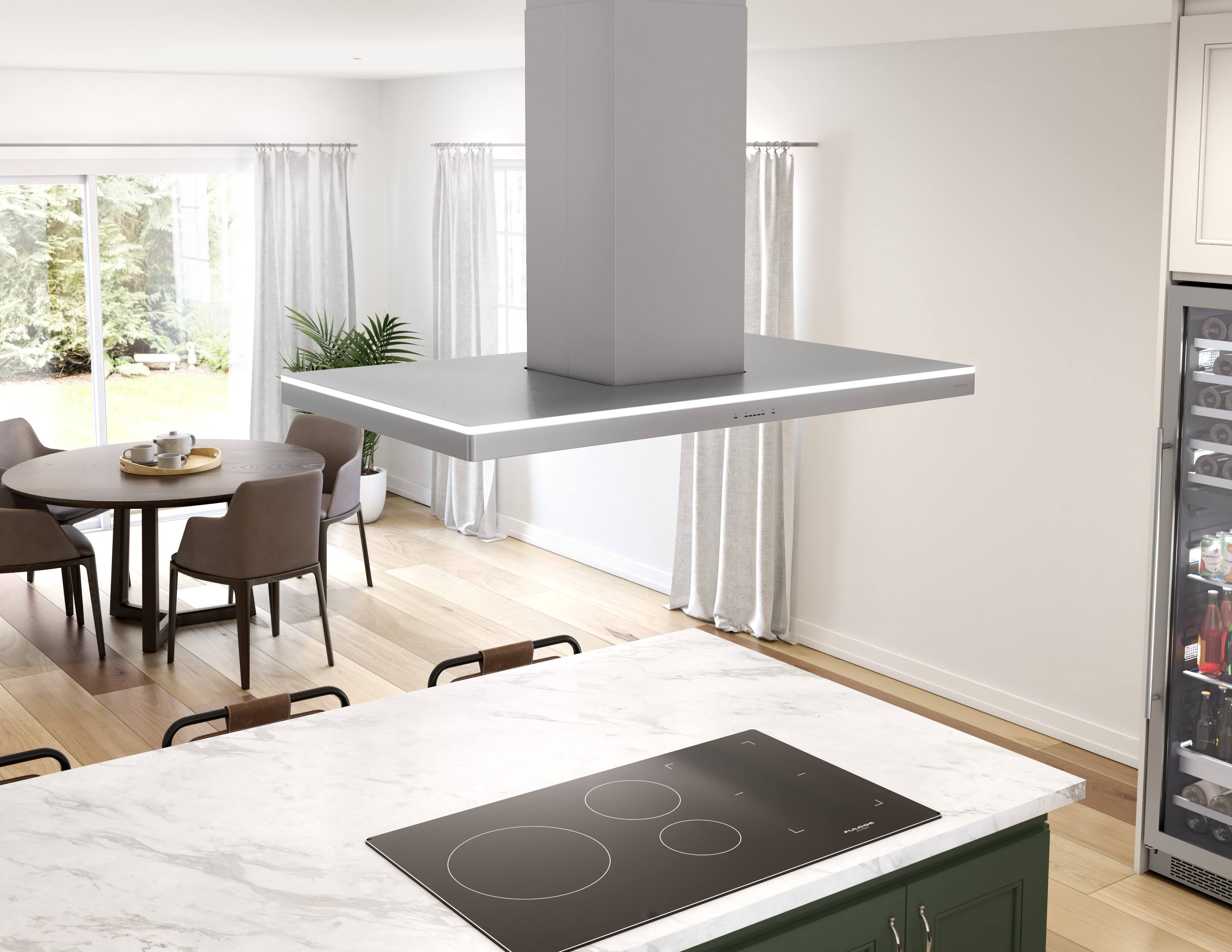 Alt View 14. Zephyr - Luce 42 in. 600 CFM Island Mount Range Hood with LED Light - Stainless Steel.