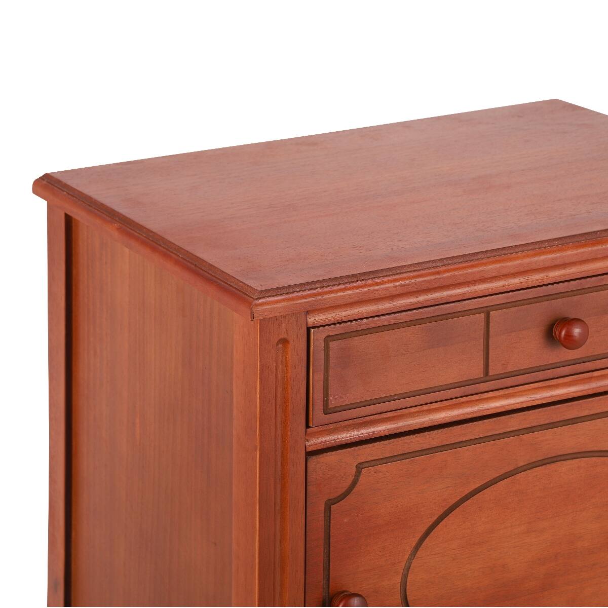 Alt View 6. Loheer - Loheer Vintage Carved Nightstand with Drawer and Cabinet, Dark Brown - Dark Brown.