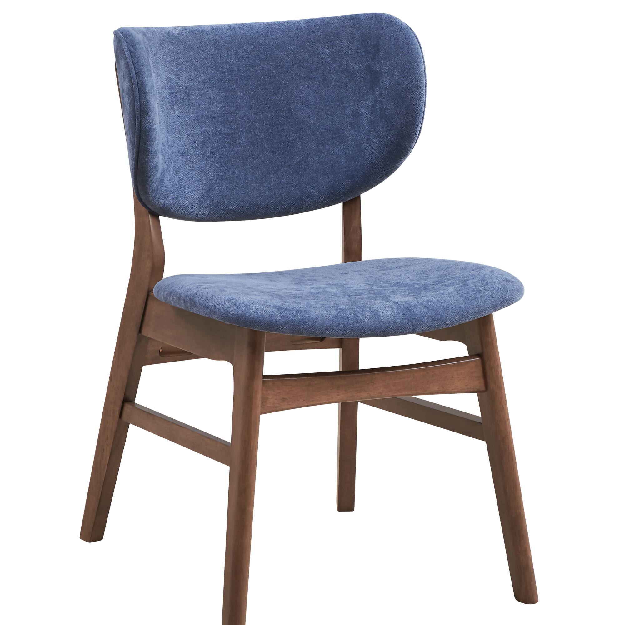 Left. GOODSILO - Elegant Fabric and Walnut Finish Side Chair for Comfortable Seating, Set of 2 - Blue.