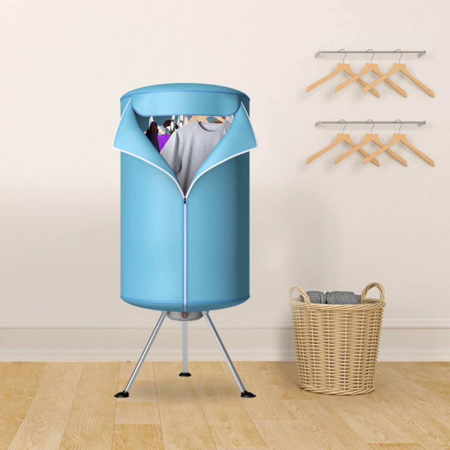 Alt View 2. LUCKY ONE - Portable Ventless Folding Clothes Dryer with Timer - 22 lbs Capacity for Apartment Dorm - Blue.