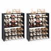 Front. Costway - Costway 6 PCS Stackable Shoe Rack 31-Inch Horizontal Organizer 2-tier StorageShelf - Black.