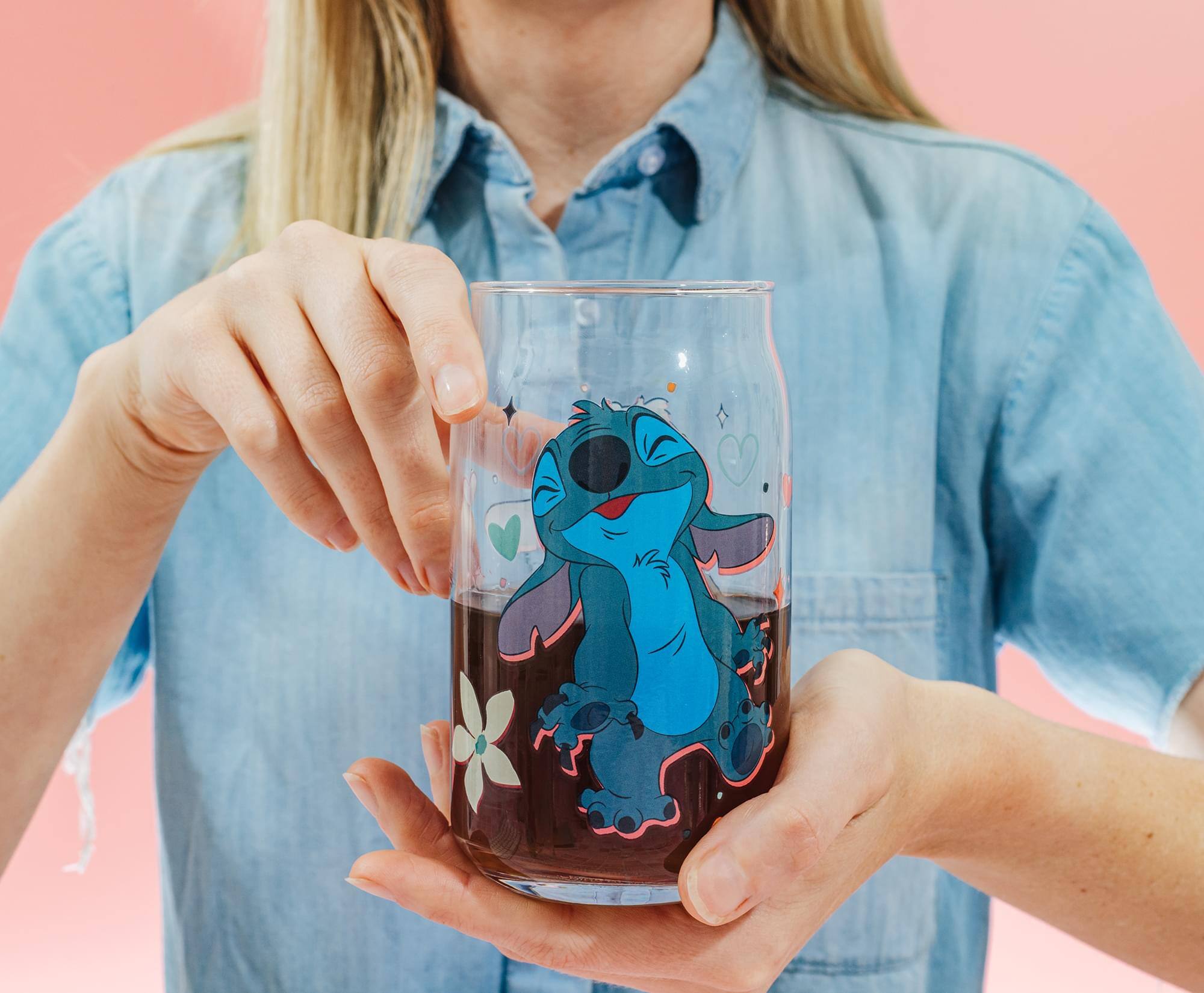 Alt View 3. Silver Buffalo - Disney Lilo & Stitch Characters 4-Piece Glass Can Set | Each Holds 16 Ounces - Multi-Colored.