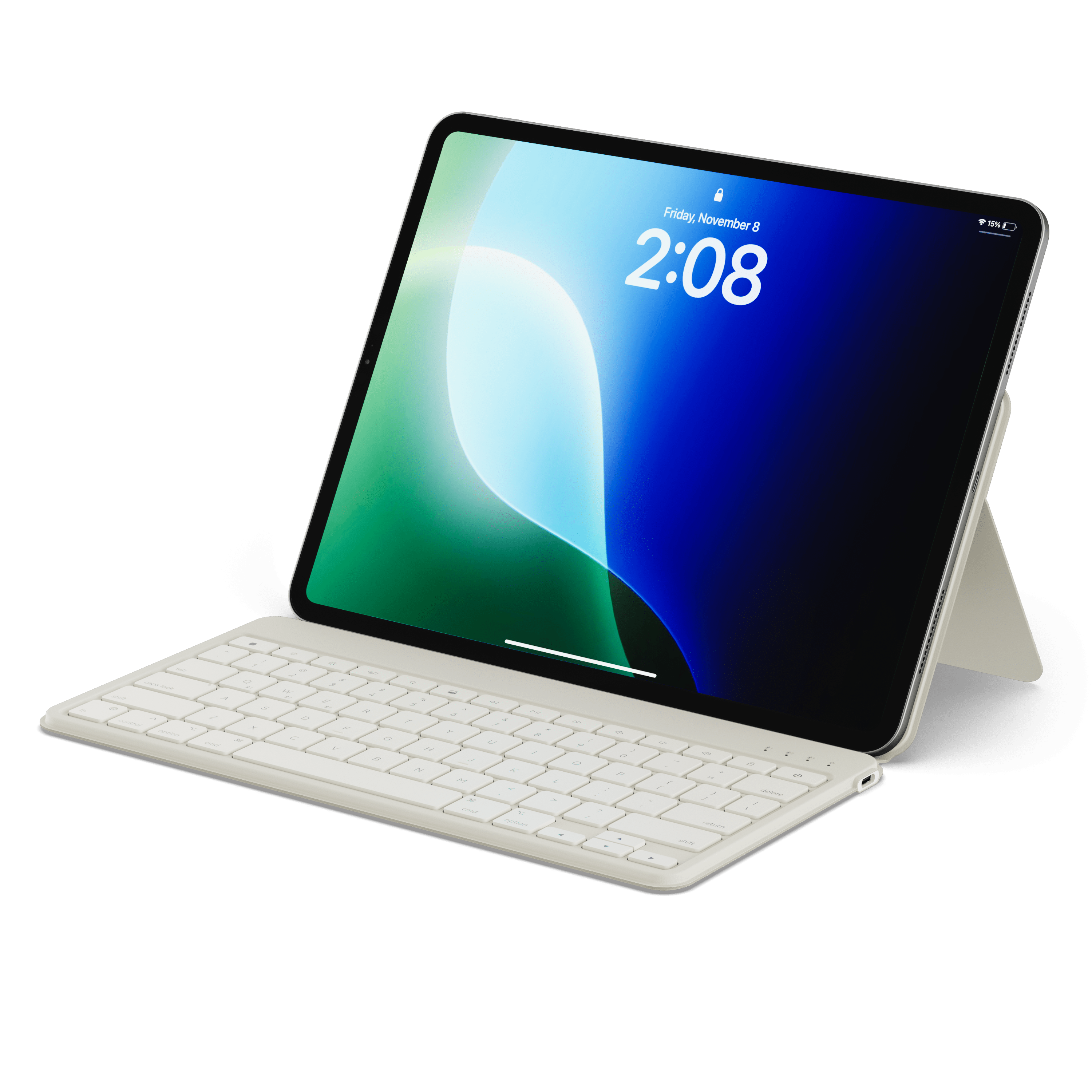 Satechi - OntheGo Bluetooth Keyboard with Adjustable Stand, Connect up 3 Devices, USB C Rechargeable Battery, Compact and Portable - Sand